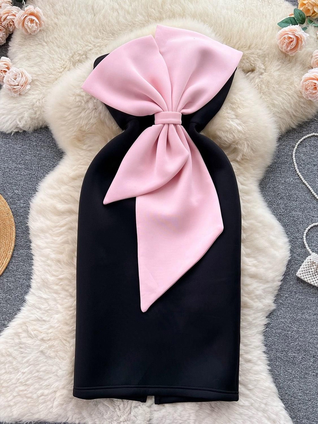 

Alamode By Akanksha Girls Black Revy Strapless Bow Detailed Midi Dress