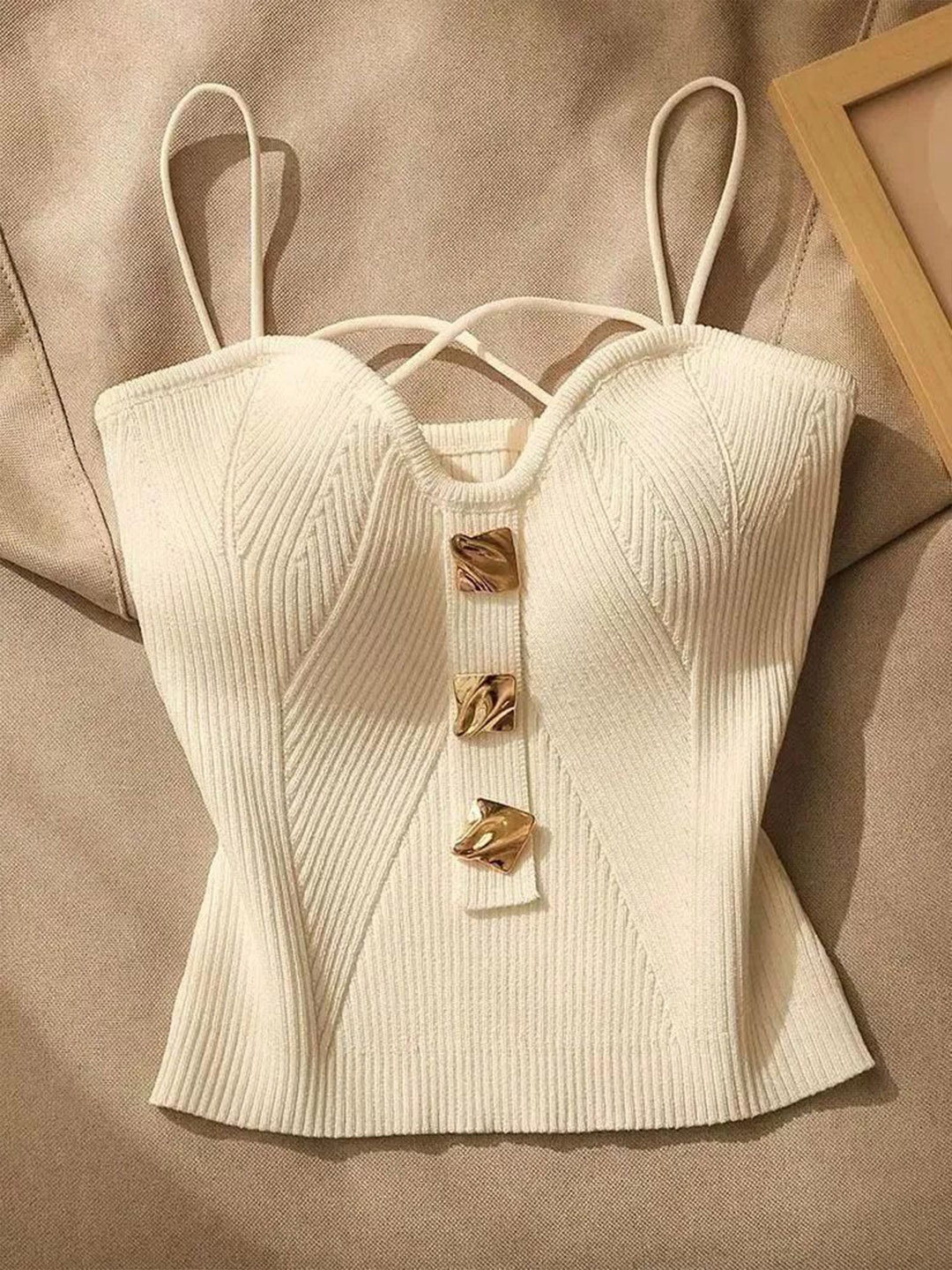 

Alamode By Akanksha Off White Women Danish Knit Summer Top