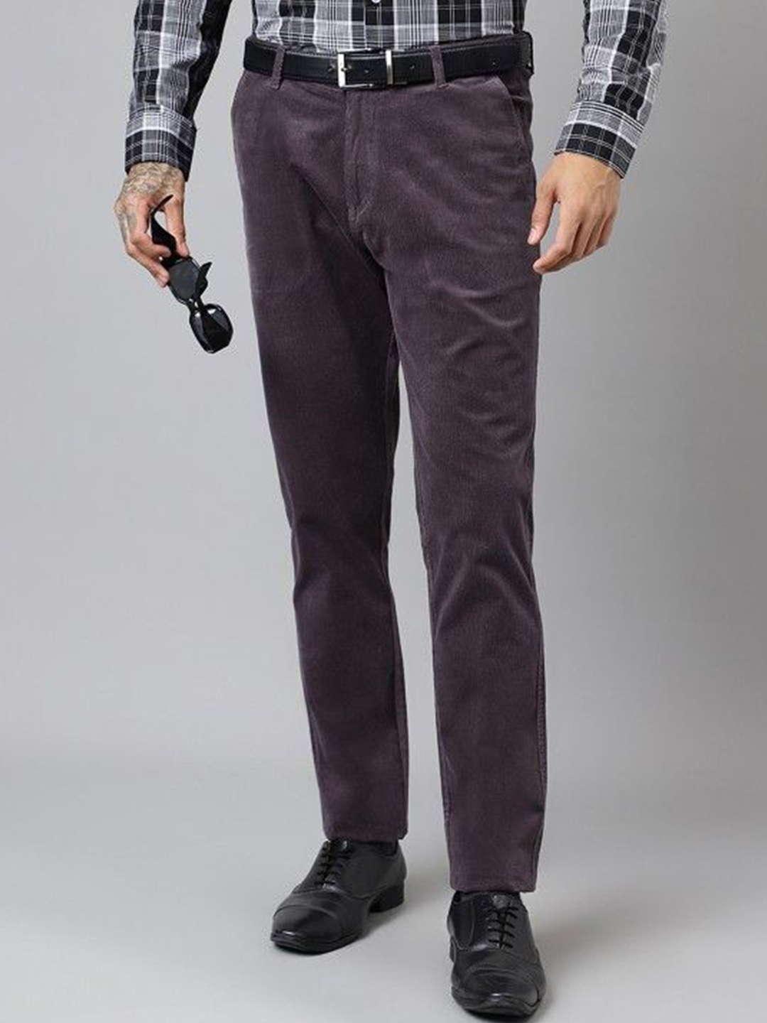 

Hancock Men Tailored Slim Fit Corduroy Formal Trousers, Grey