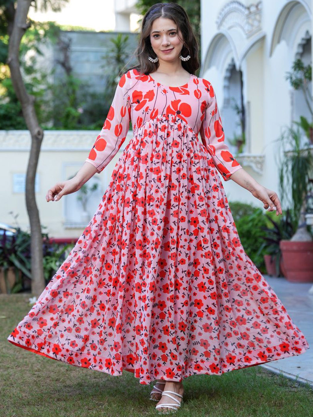 

Sitaram Designer Floral Printed Anarkali Kurta, Pink