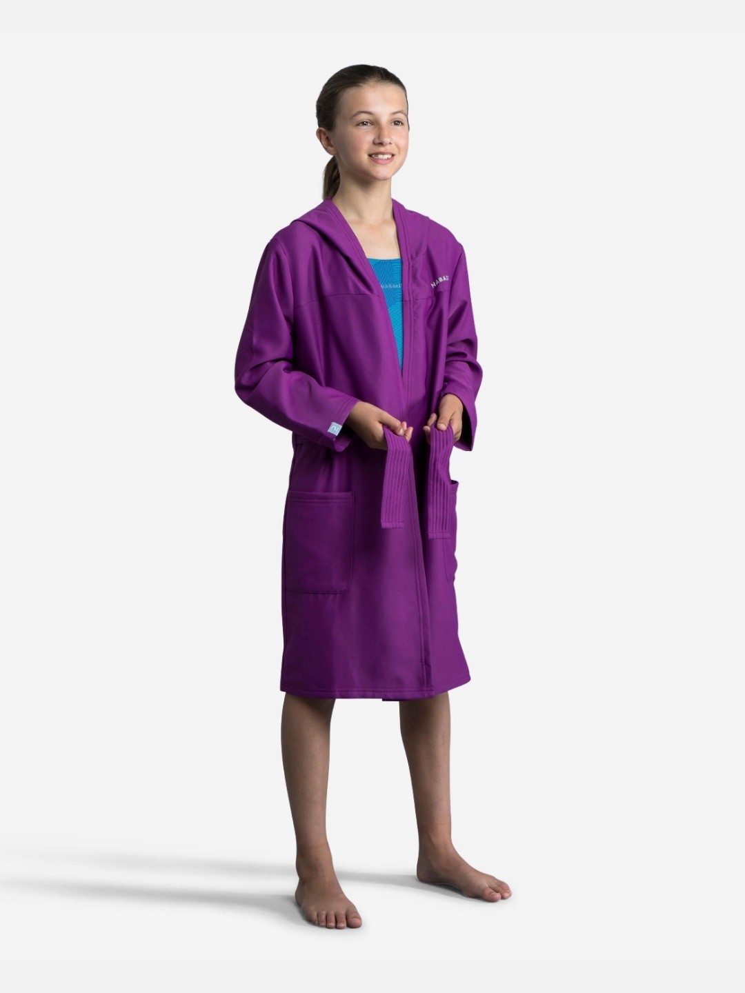 

Nabaiji By Decathlon Kids Shawl Collar Bath Robe Comes With Belt, Purple