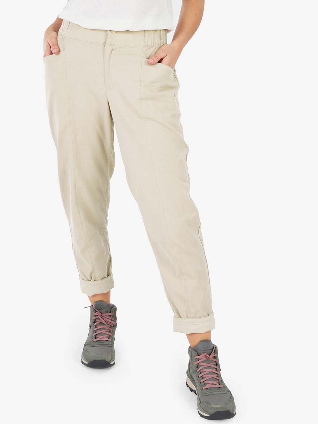 

Quechua By Decathlon Women Mid-Rise Regular Fit Trousers, Beige