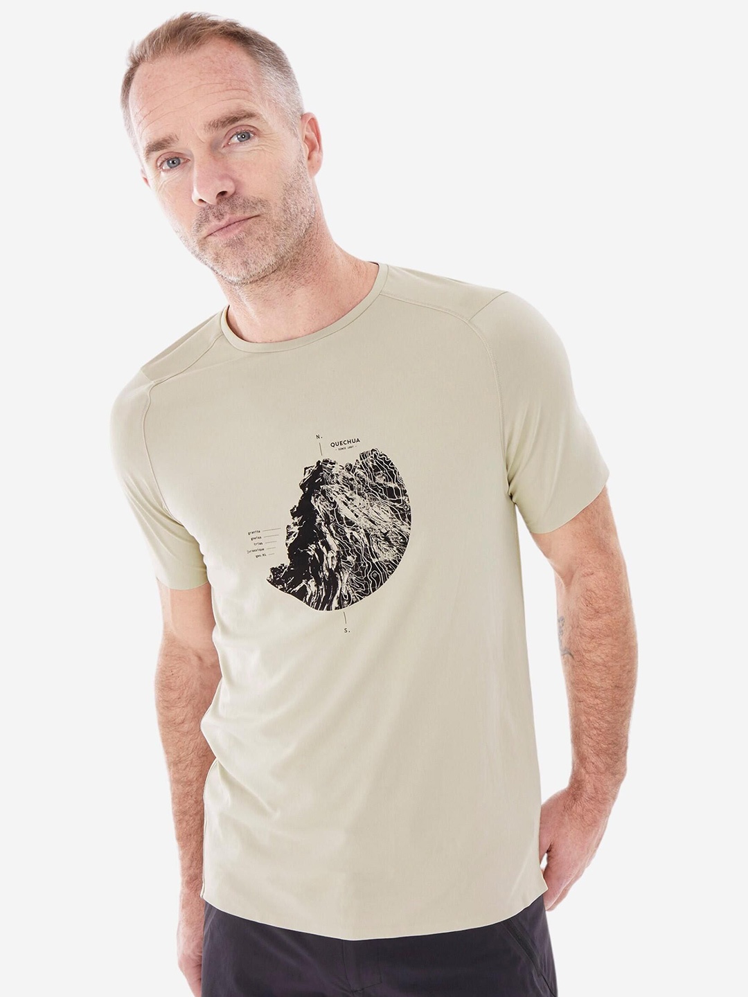 

Quechua By Decathlon Men Graphic Printed Round Neck T-shirt, Beige