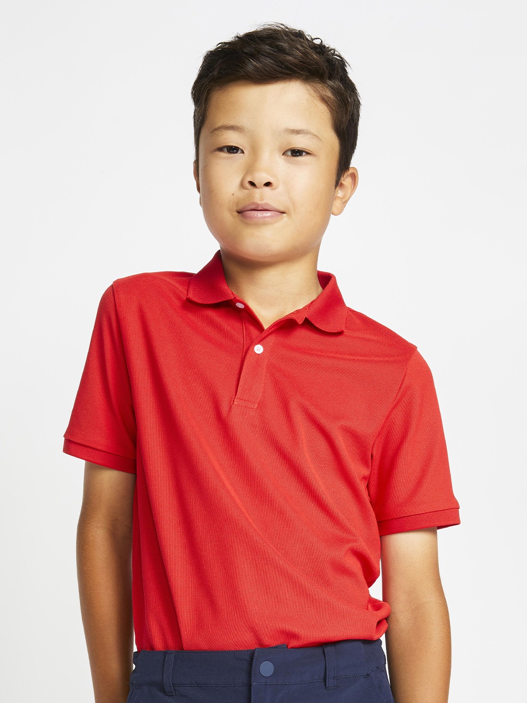 Inesis By Decathlon Boys Solid Polo Collar T-shirt, Red