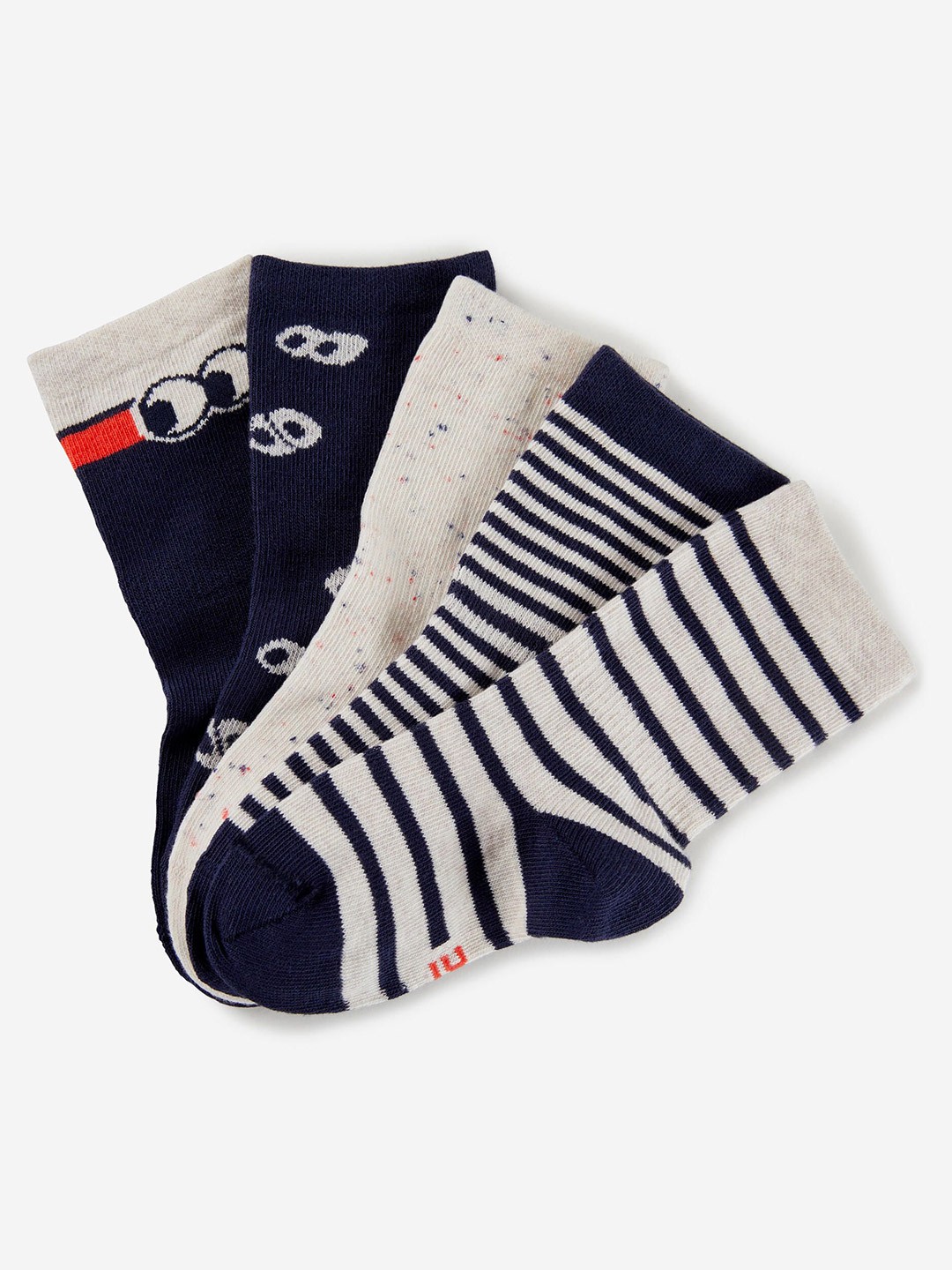 

Domyos By Decathlon Boys Pack Of 5 Striped Above Ankle Length Socks, Navy blue