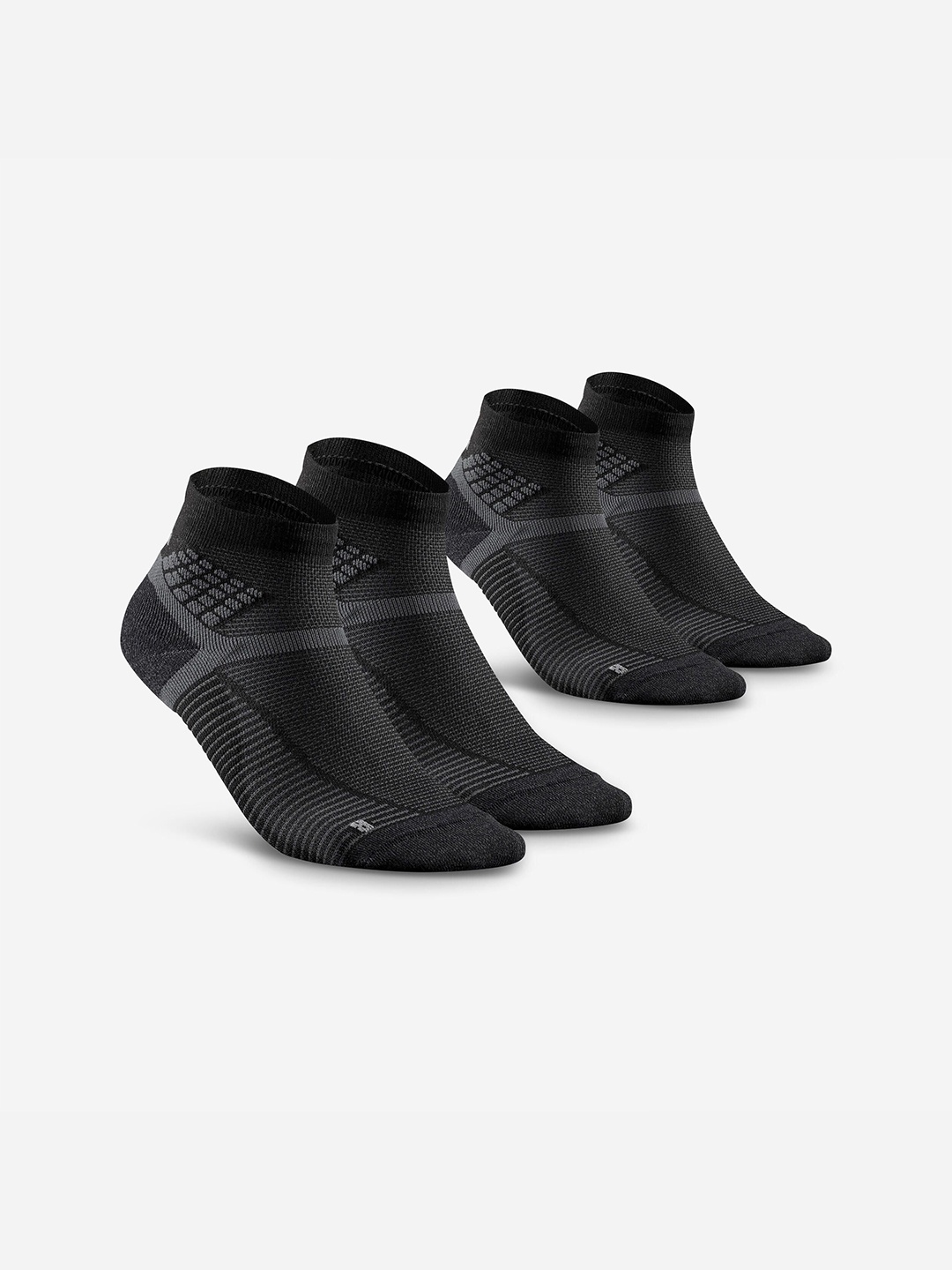 Quechua By Decathlon Men Pack Of 2 Patterned Ankle-Length Socks, Black