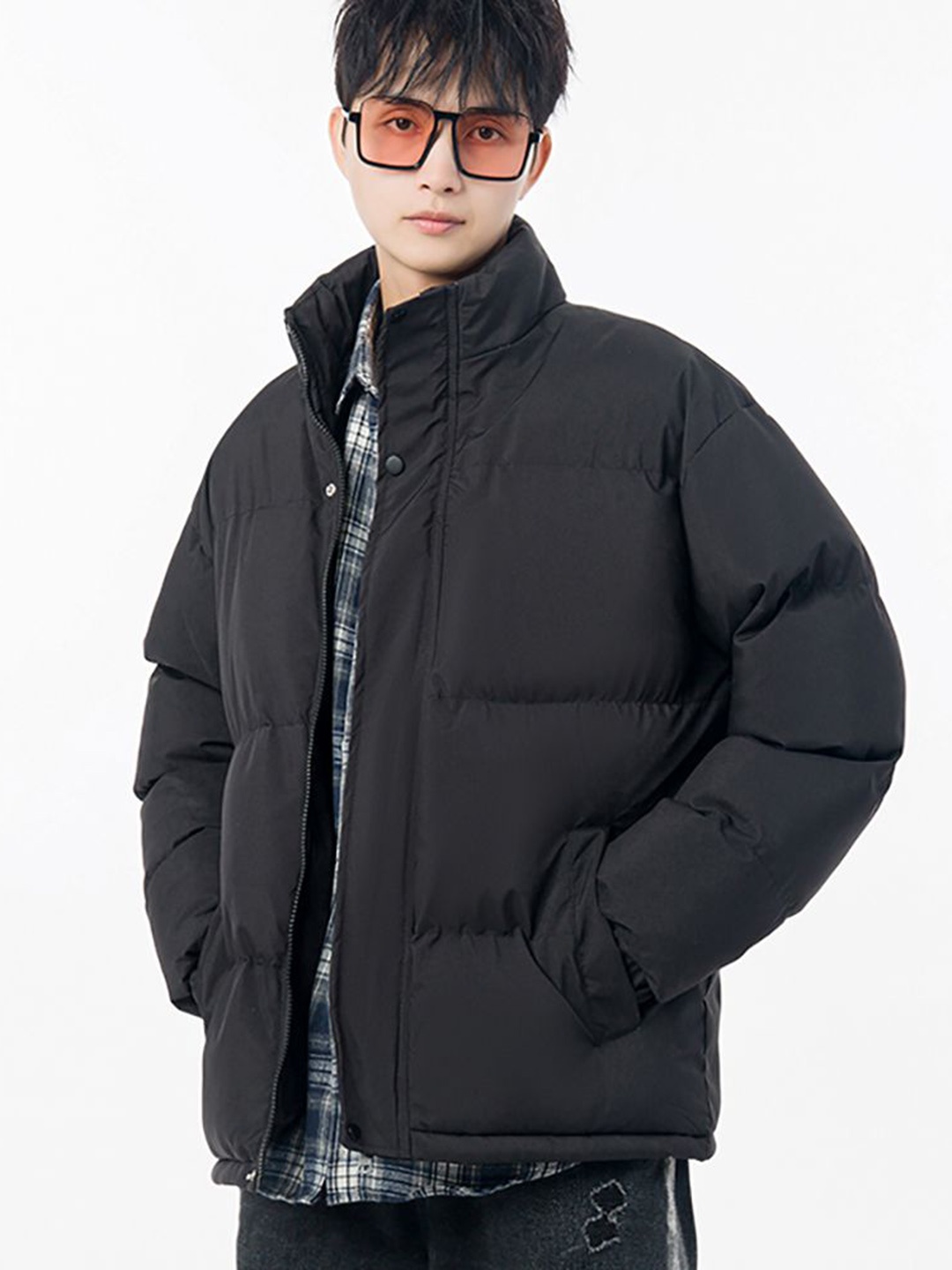 

StyleCast x Revolte Men Mock Collar Padded Jacket, Black