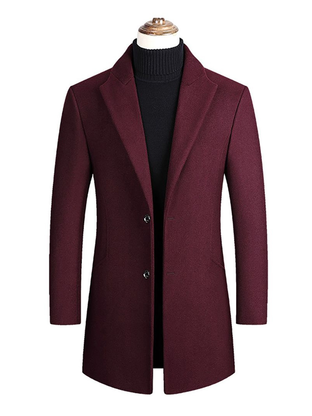 

StyleCast x Revolte Men Shawl Collar Overcoat, Maroon