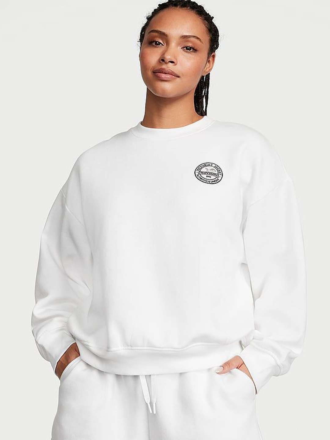 Victoria's Secret Women Crew Neck Sweatshirt, White