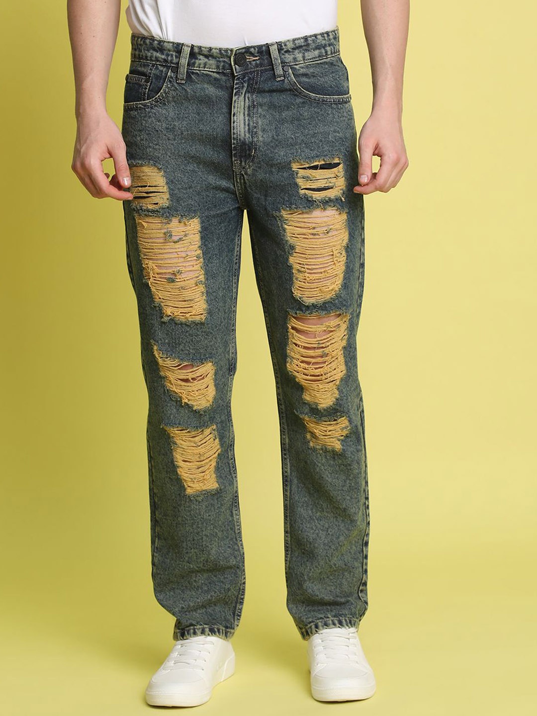Bene Kleed Men Relaxed Fit Medium Distressed Jeans, Blue