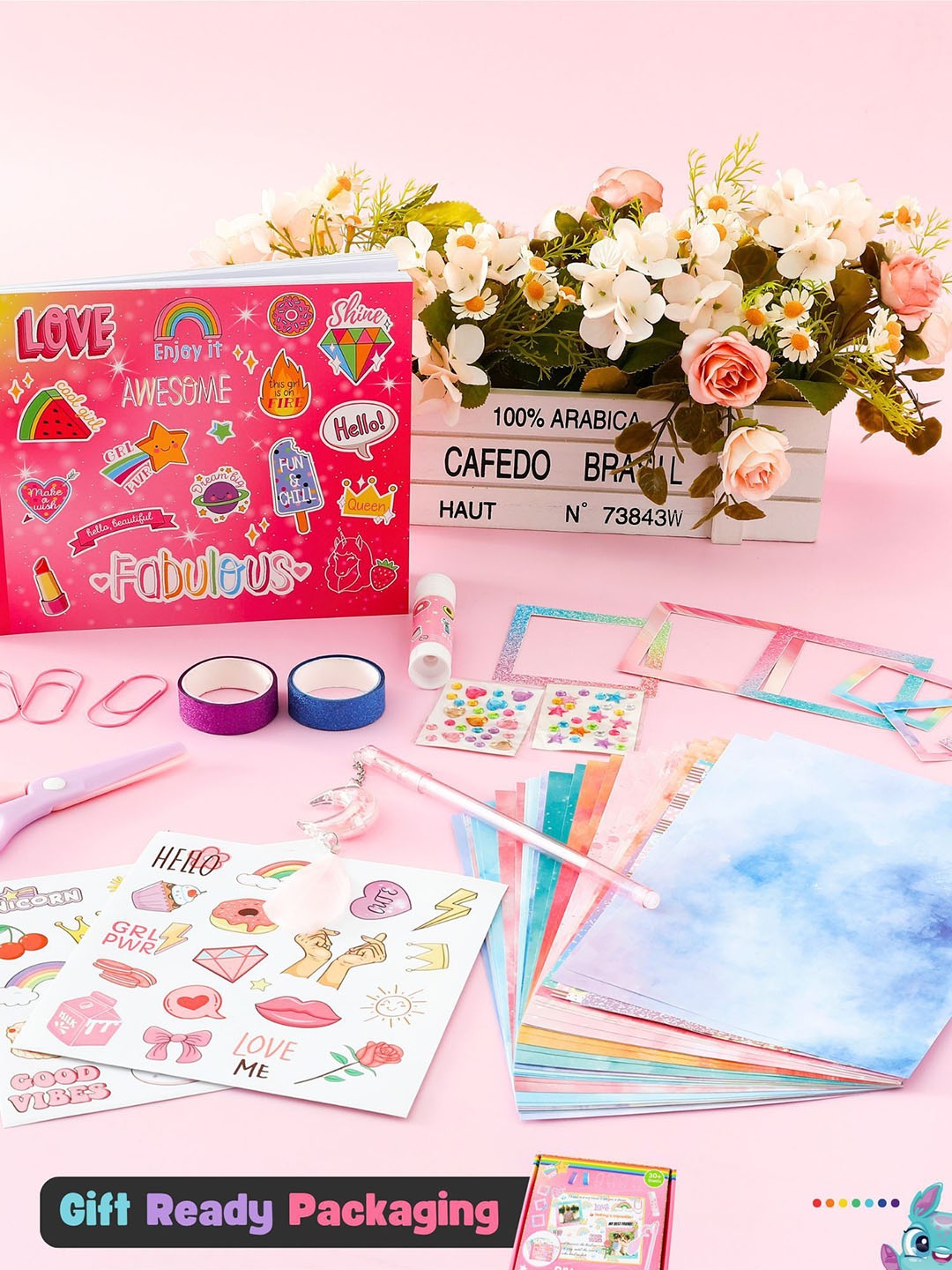 

Tinker Squad Pink & White Self Design Scrapbook Diy Journal Set Stationery
