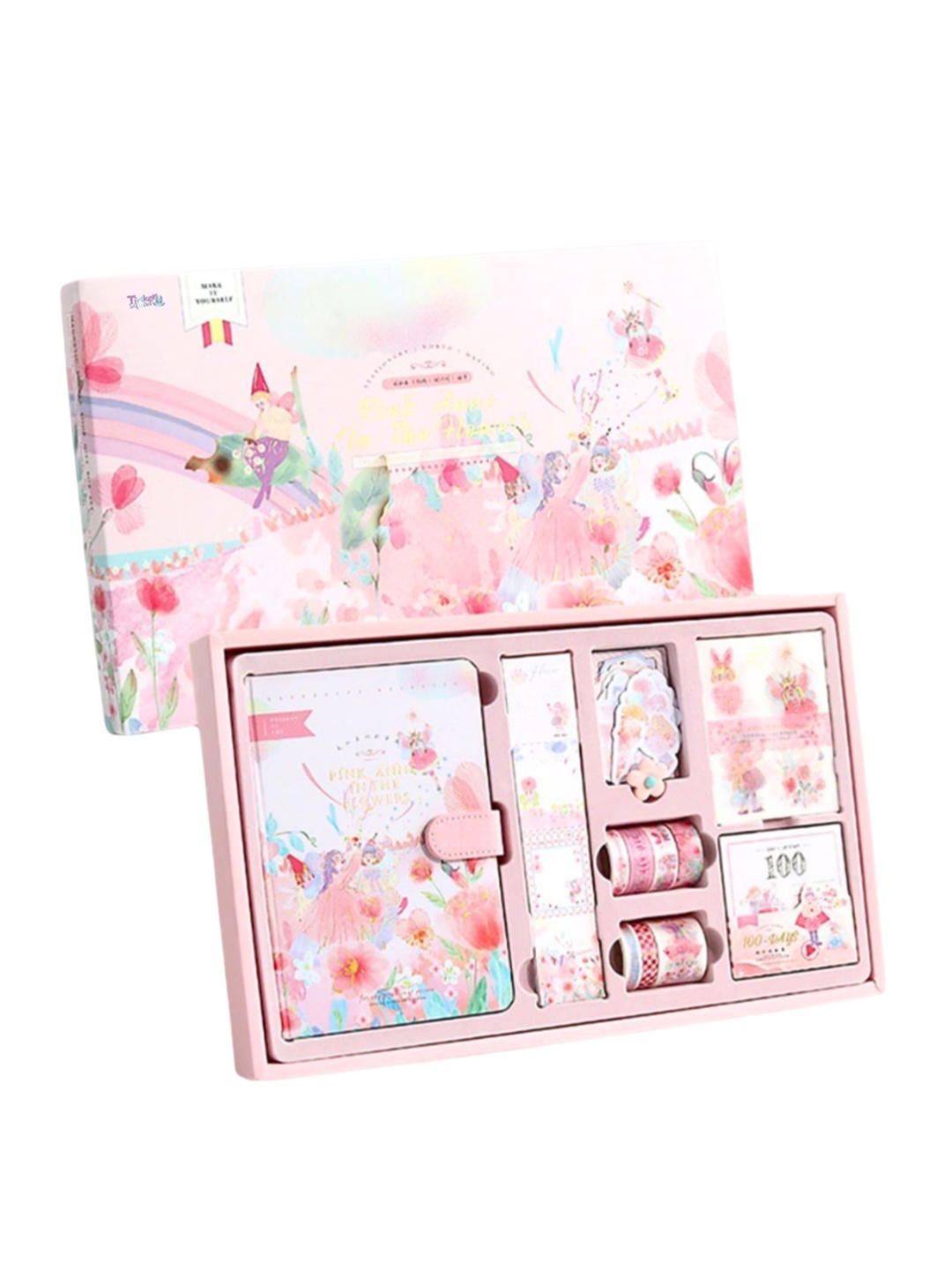 

Pink & White Pink Scrapbook Journal Diary Set with DIY Craft Accessories Stationery Gift