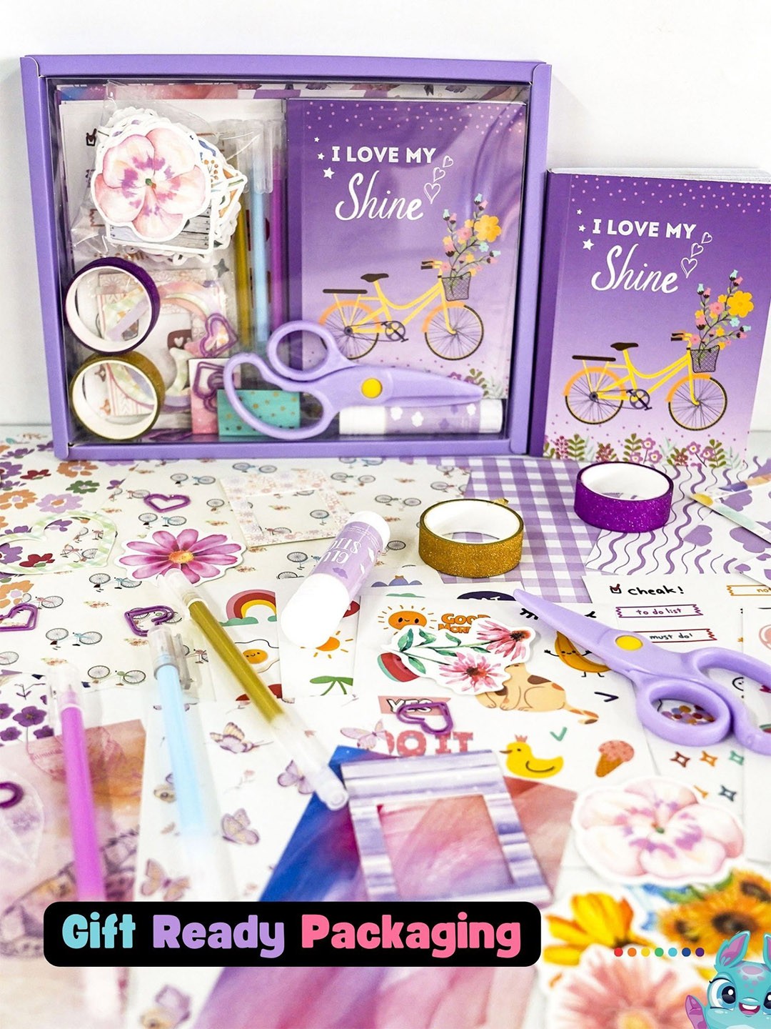 Tinker Squad Scrapbook Journal With Diary DIY Craft Accessories Stationery Gift Kit, Purple