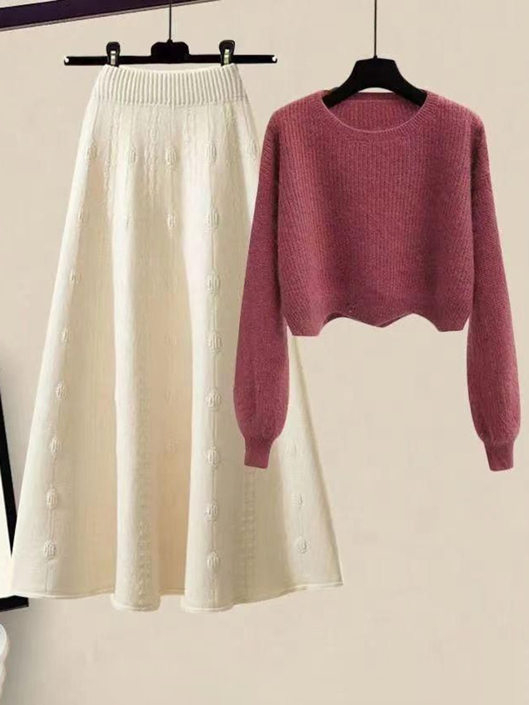 

Alamode By Akanksha Pink Alice Woolen Coord Set