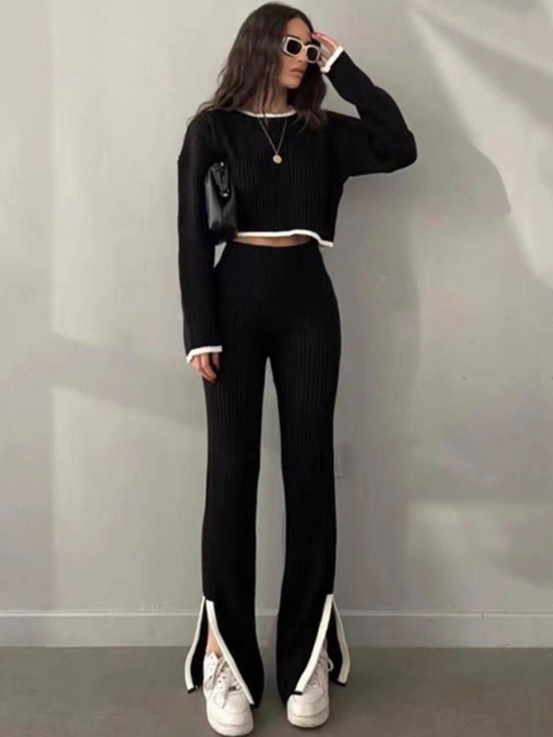 Alamode By Akanksha Black Flavia Woolen Coord Set