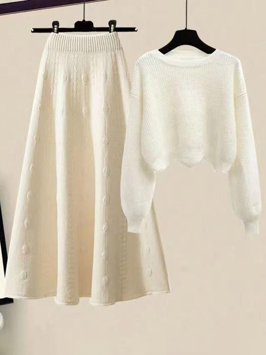 

Alamode By Akanksha White Alice Woolen Coord Set