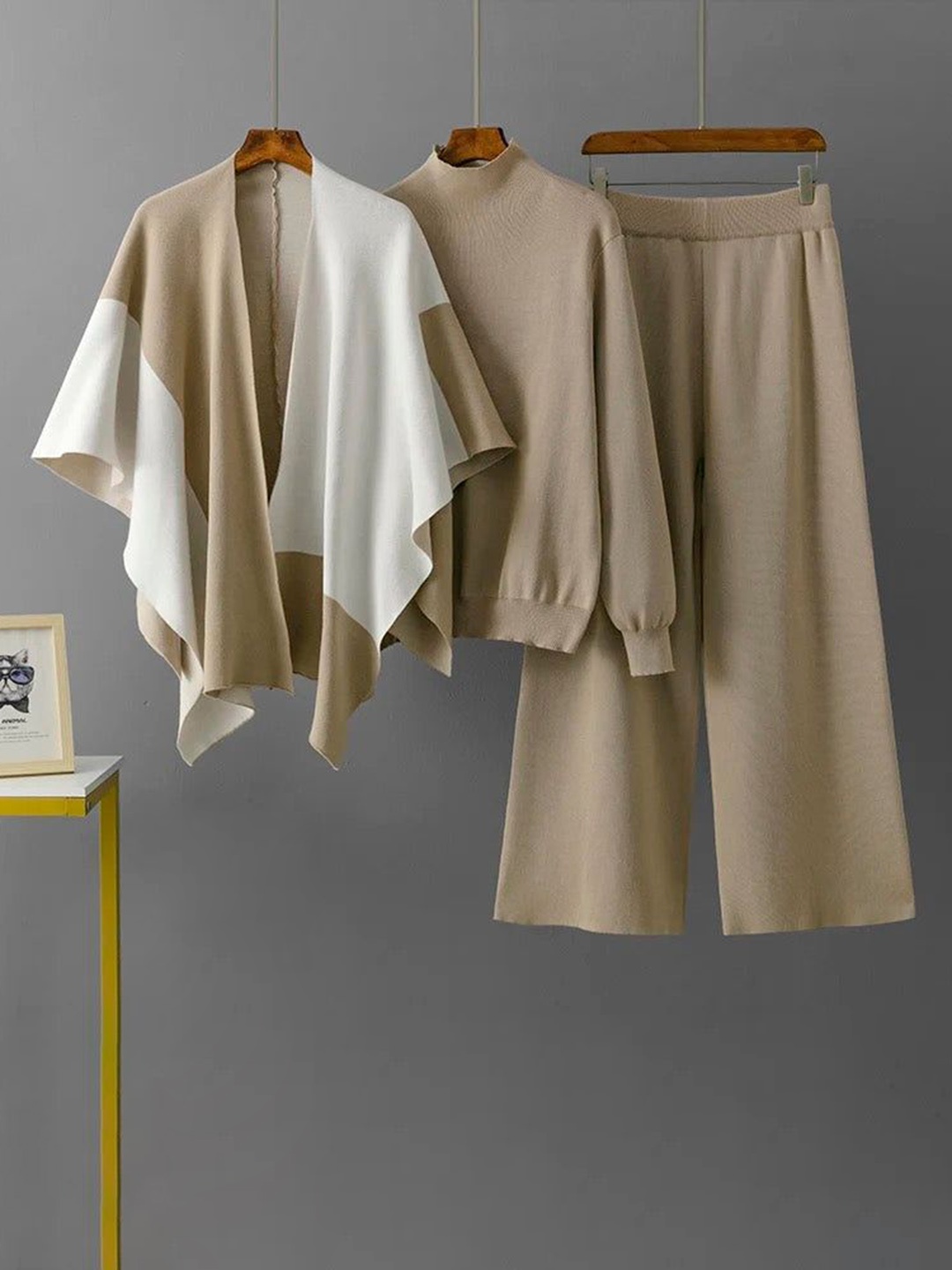 

Alamode By Akanksha Beige Lillian Luxe Winter Coord Set with Cape
