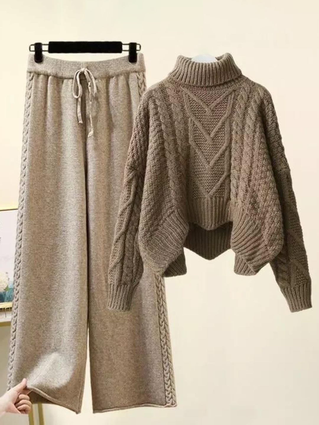 

Alamode By Akanksha Brown Penny Woolen Coord Set