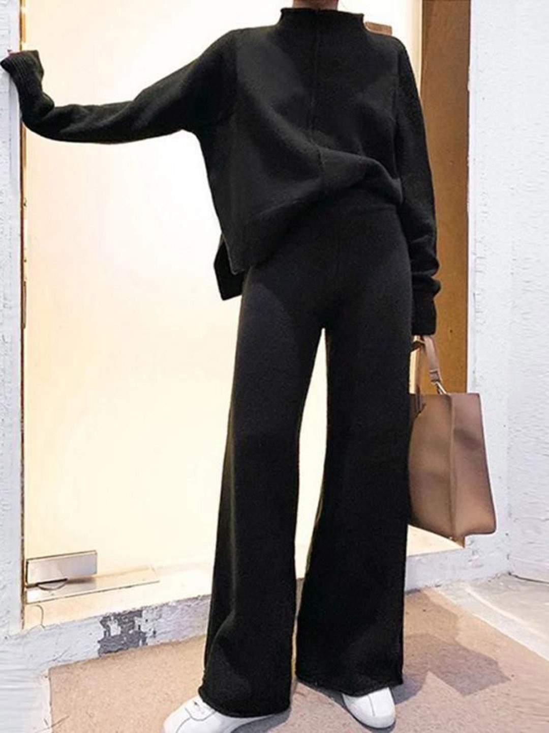 

Alamode By Akanksha Black Hollis Statement Winter Coord Set- Tracksuit