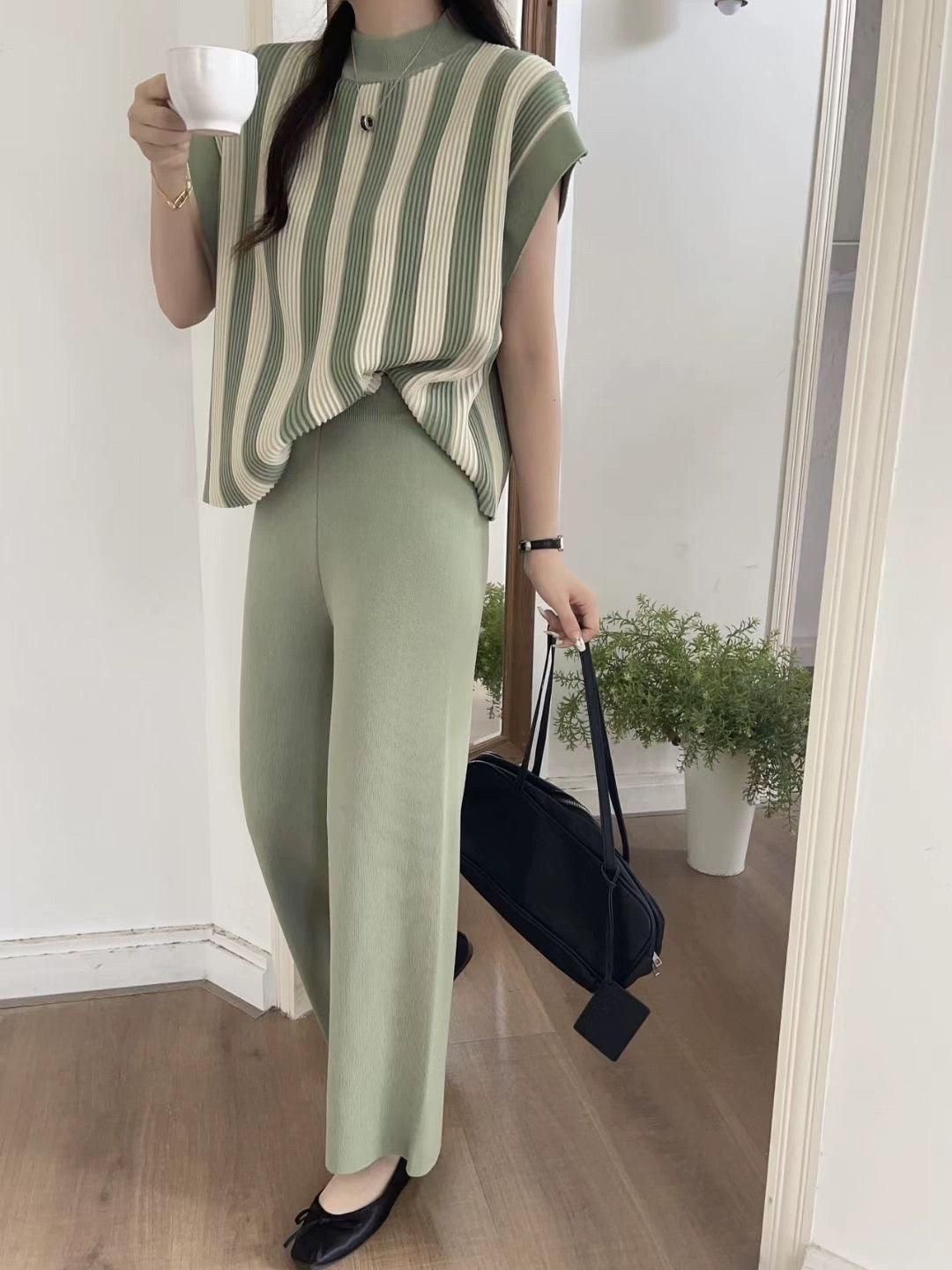 Alamode By Akanksha Green Arizona Ribbed Co-ord Set
