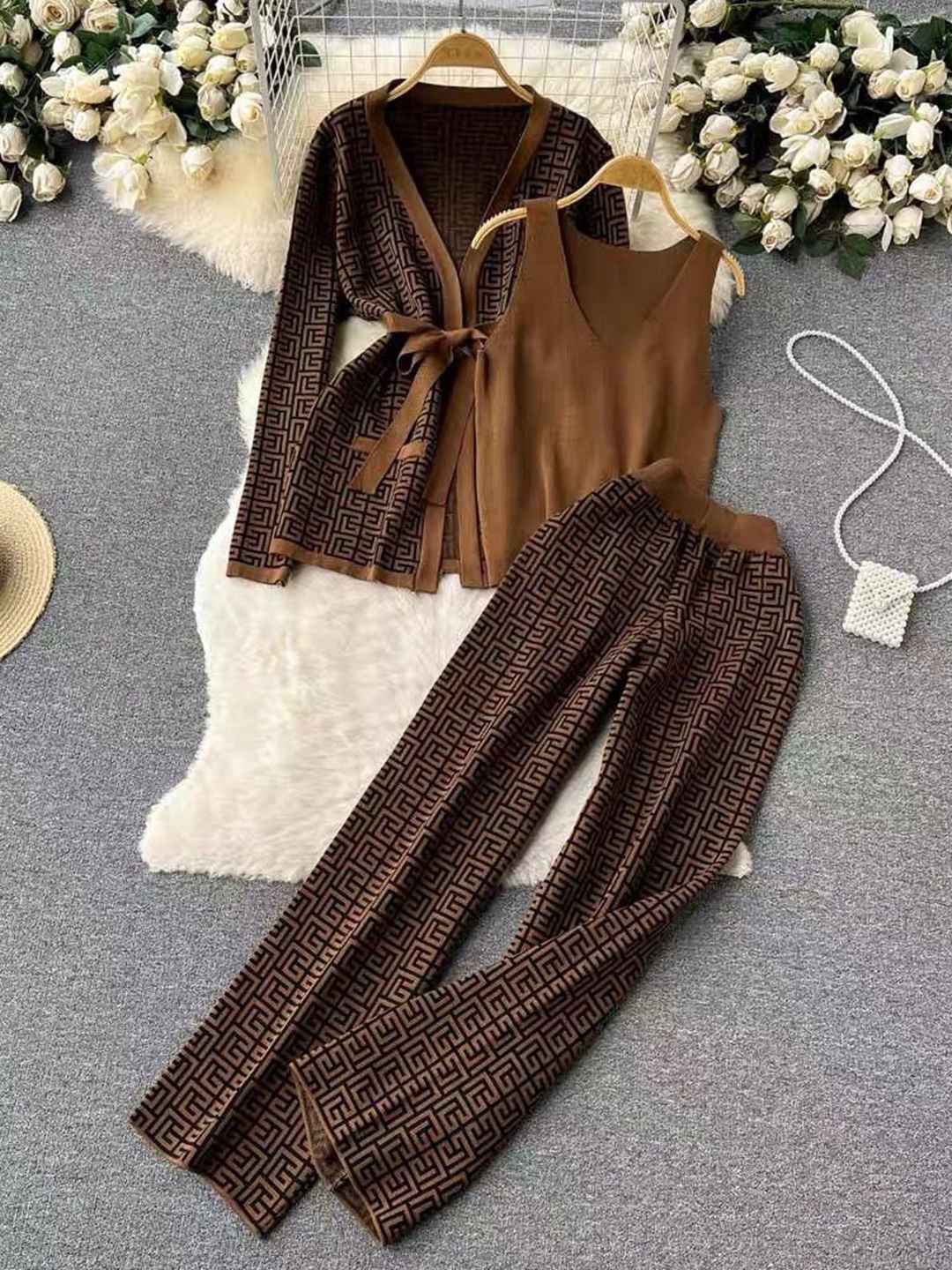 

Alamode By Akanksha Women Brown Jordan Woolen Coord Set