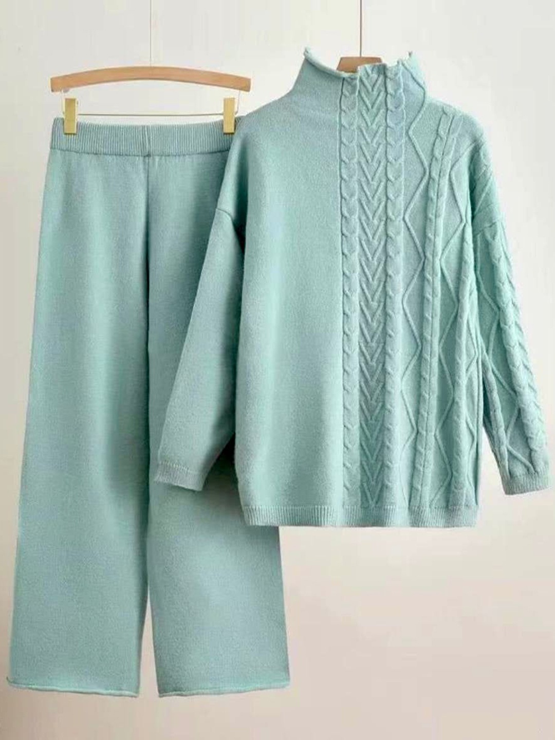 Alamode By Akanksha Sea Green Kinsley Luxe Winter Coord Set - Tracksuit