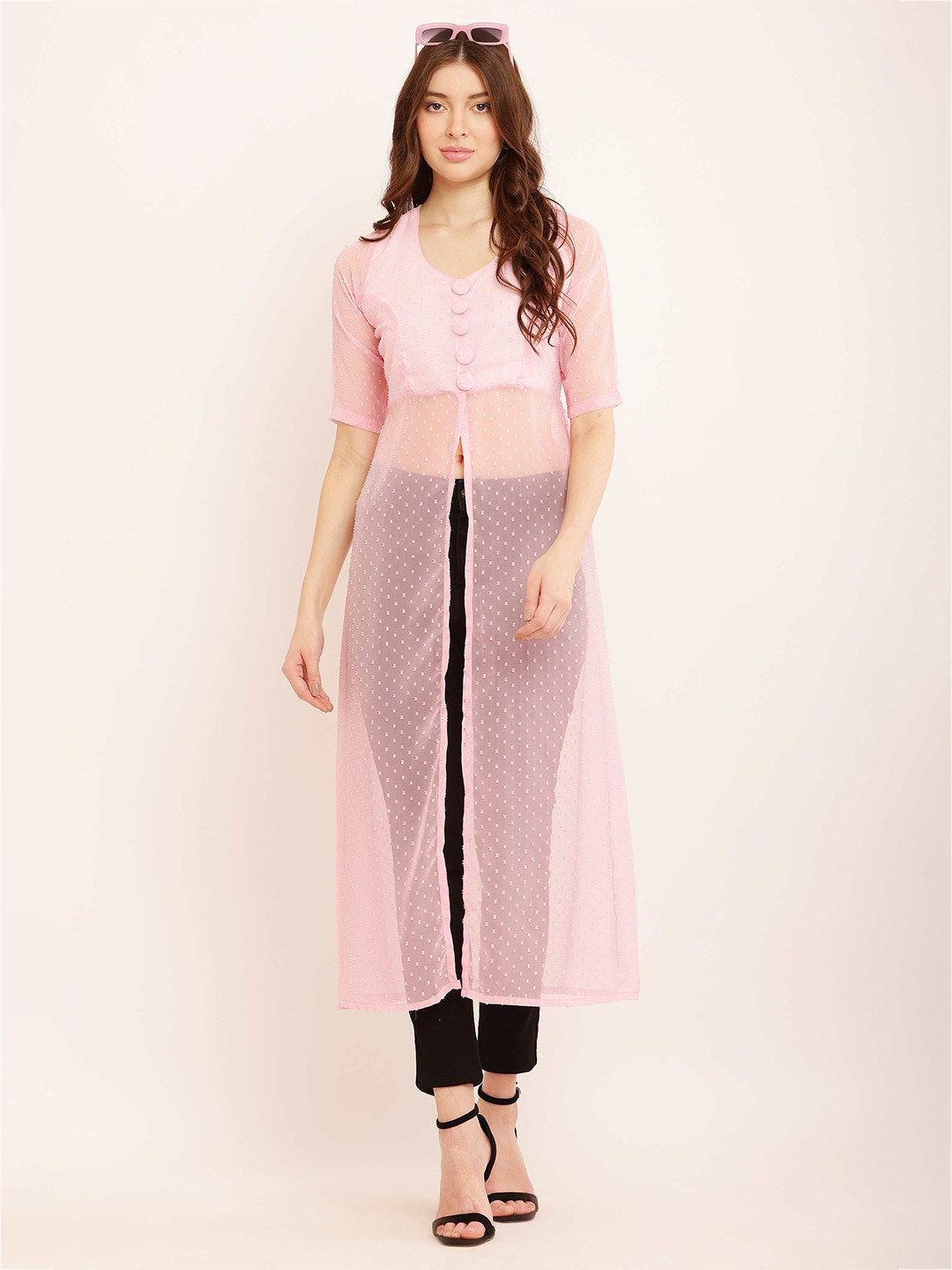 

Sash Women Front Slit Straight Kurti, Pink