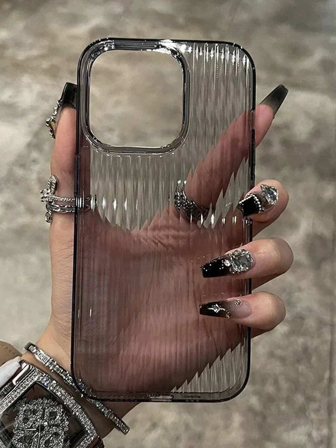 

Luxury Kase Textured iPhone 16 Plus Back Case, Transparent