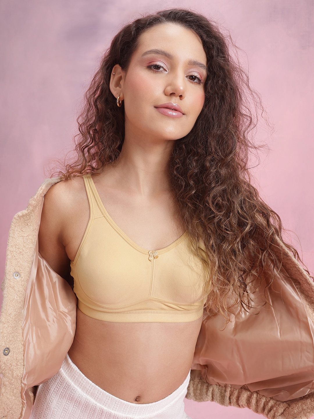 

DressBerry Solid Full Coverage Bra, Beige