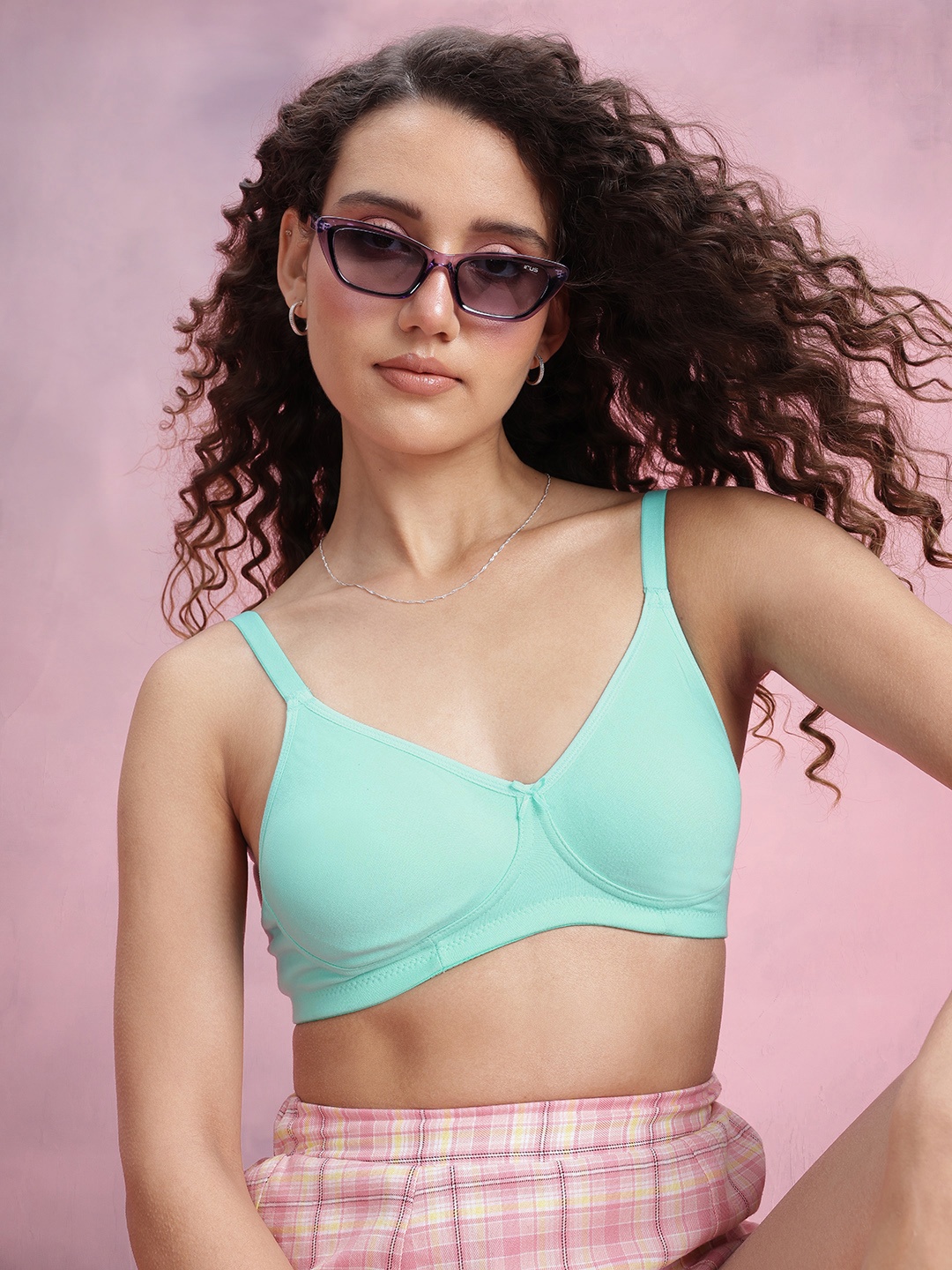 

DressBerry Solid Full Coverage Bra, Turquoise blue
