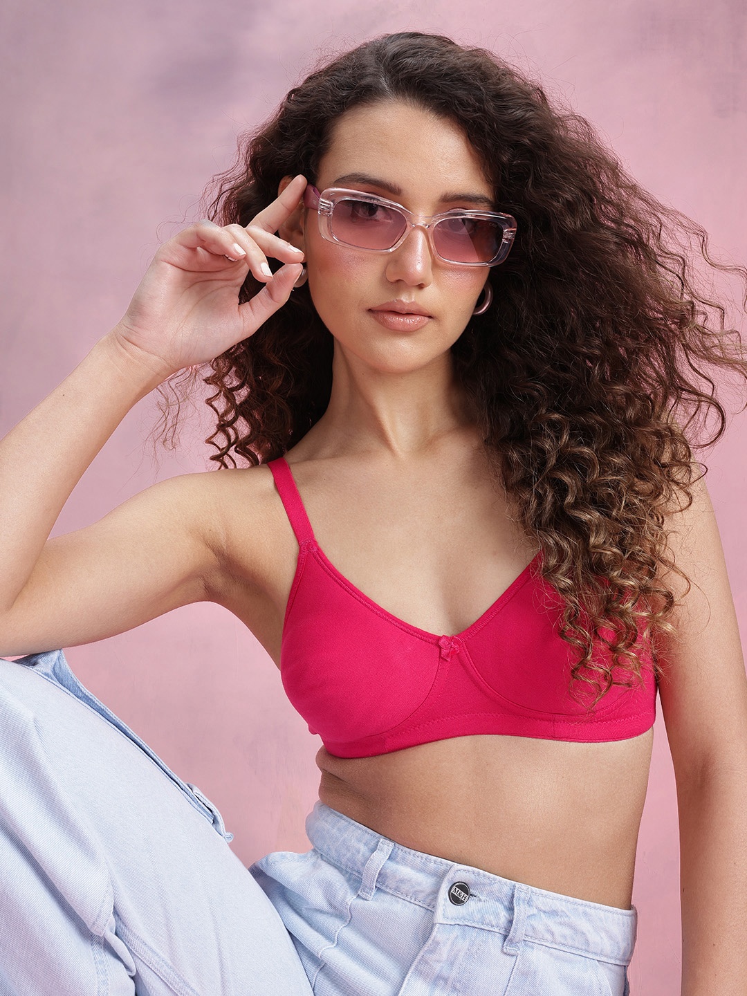 

DressBerry Solid Full Coverage Bra, Magenta