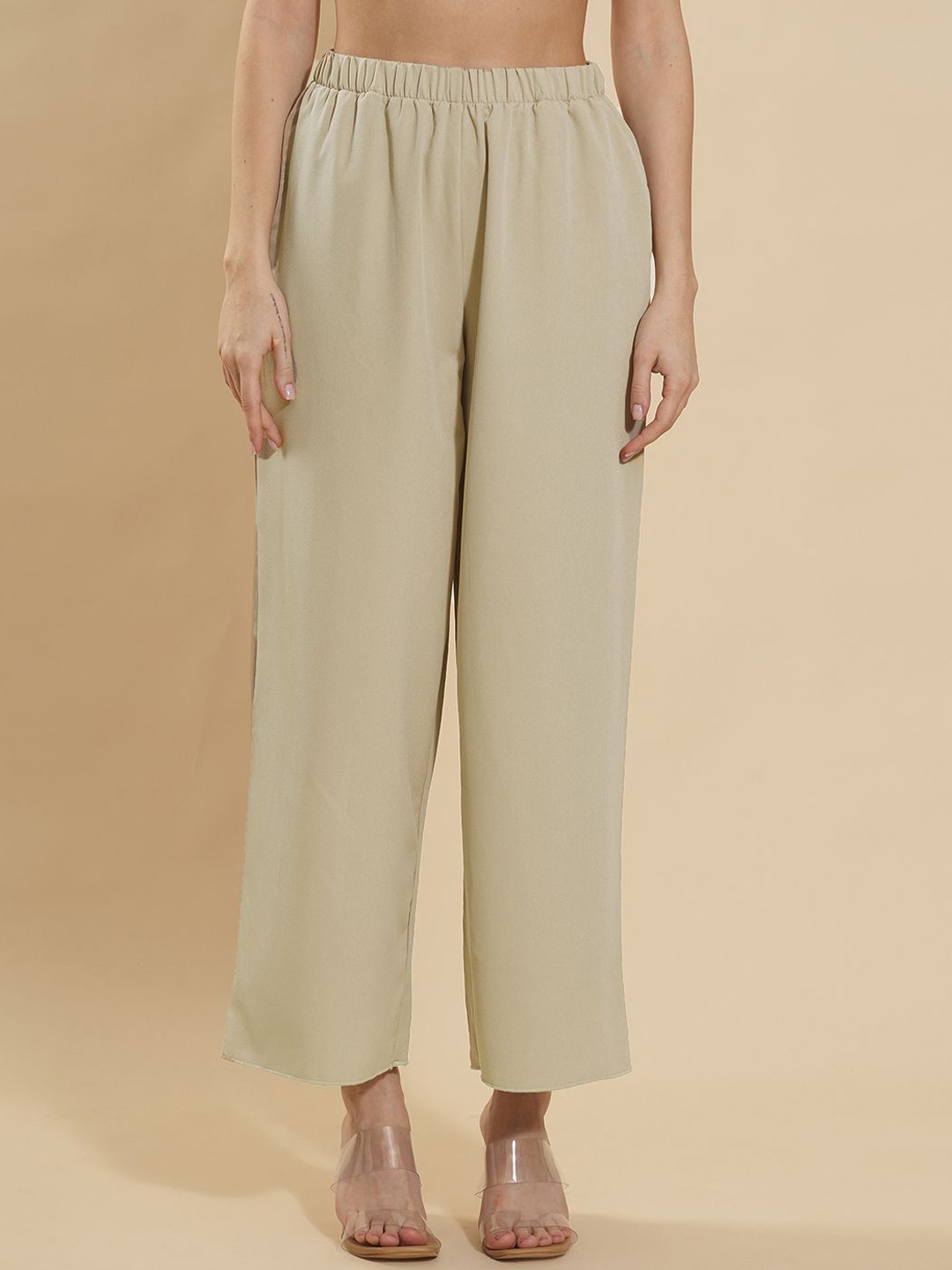 Murcia Women Mid-Rise Relaxed Fit Trouser, Beige