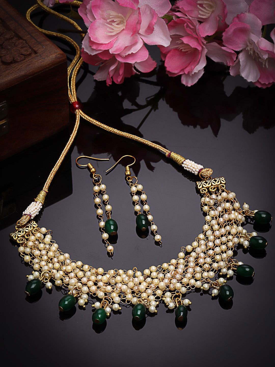 

PANASH Gold-Plated Pearls Beaded Choker Jewellery Set