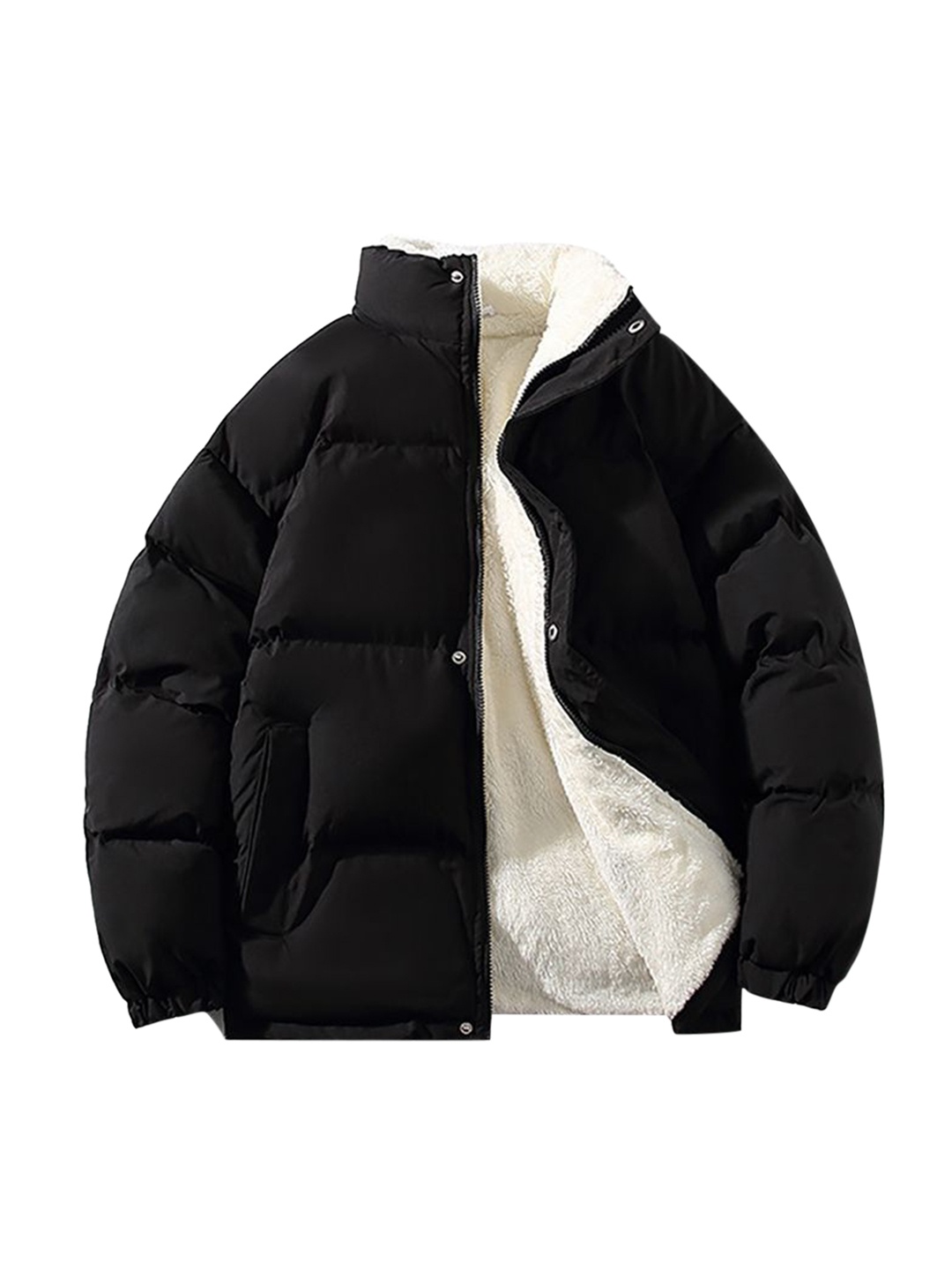 StyleCast x Revolte Men Mock Collar Solid Casual Puffer Jacket, Black