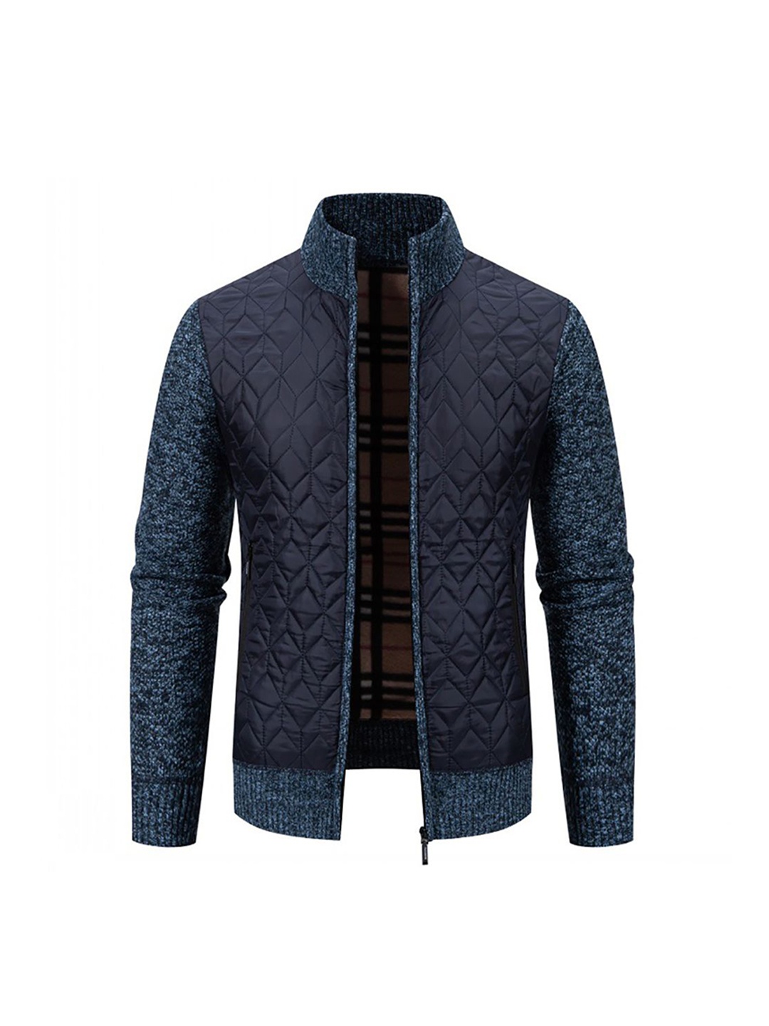 

StyleCast x Revolte Men Mock Collar Solid Casual Cotton Rapid-Dry Padded Jacket, Navy blue