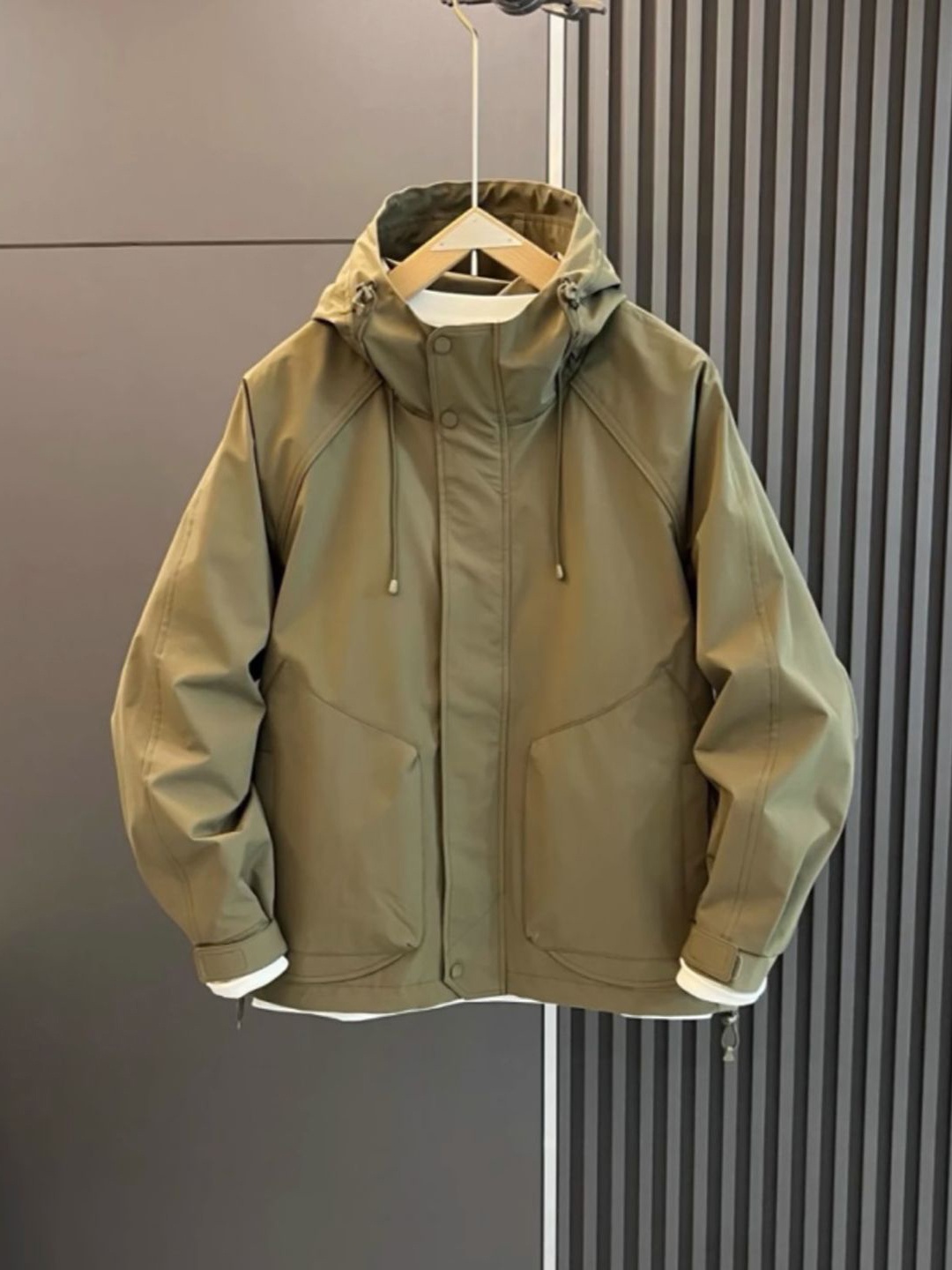 

StyleCast x Revolte Men Hooded Solid Casual Tailored Insulator Jacket, Olive