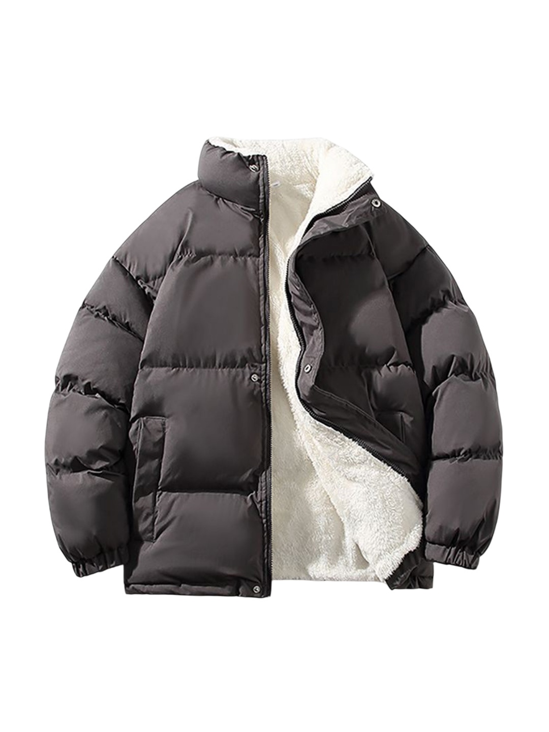 StyleCast x Revolte Men Mock Collar Solid Casual Parka Jacket, Charcoal
