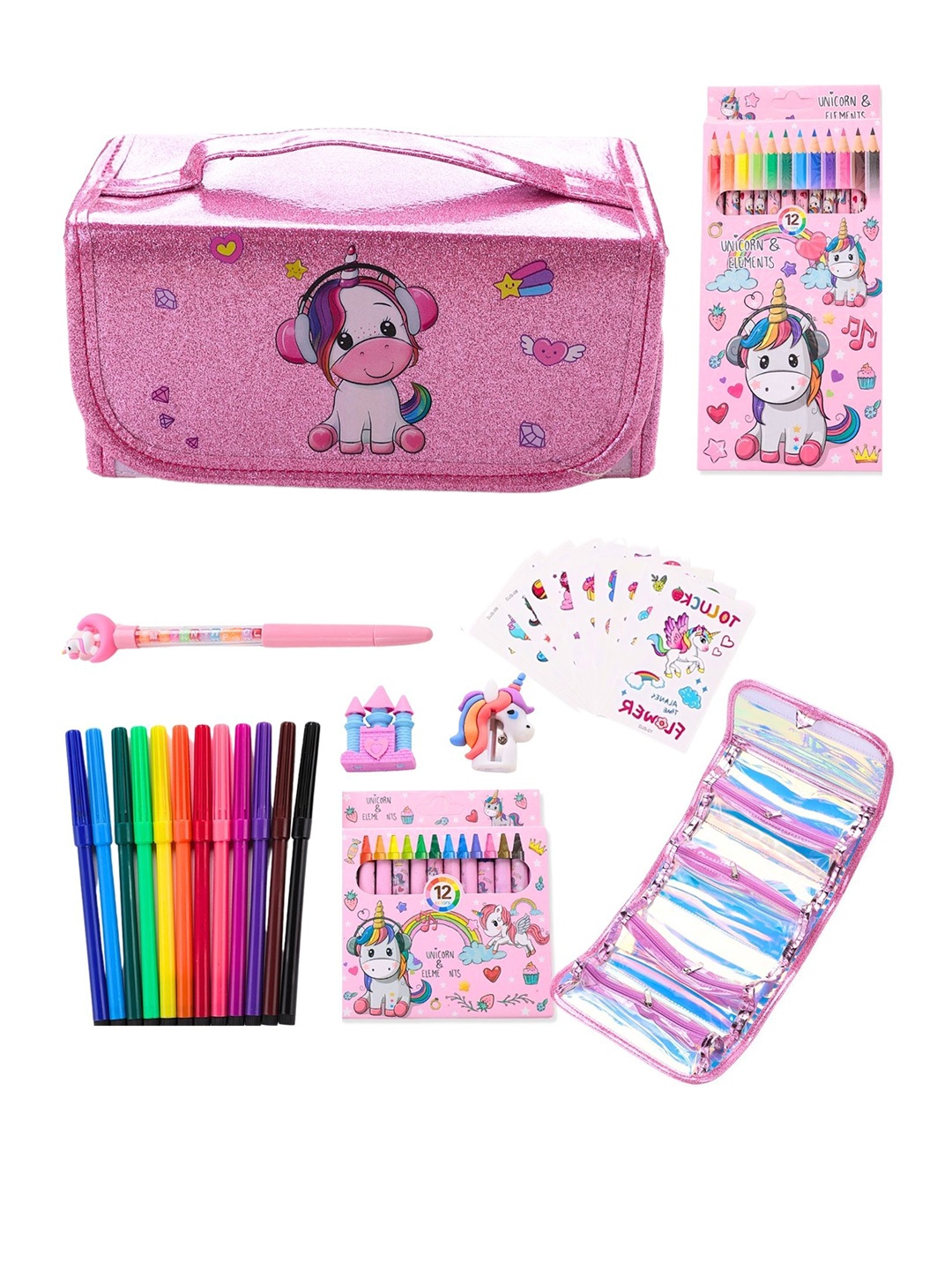 

Tinker Squad Pink & Blue 50 Pieces Unicorn Printed Art Drawing & Colouring Set Stationery