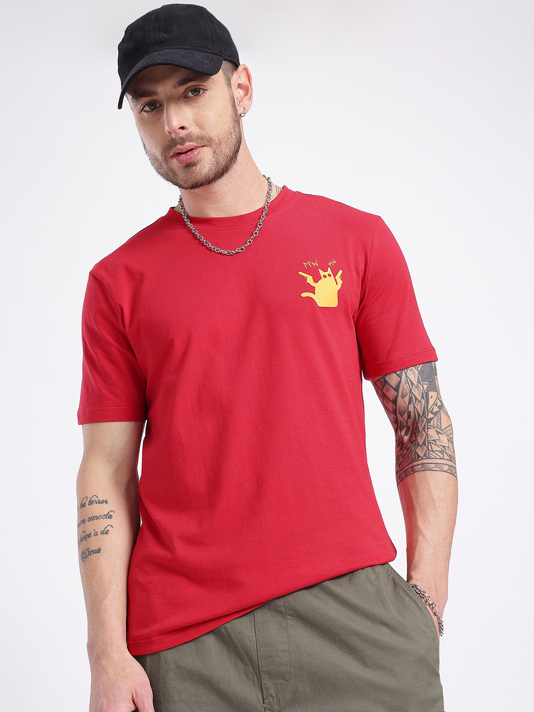 

glitchez Comfy King Print Detail T-shirt, Red