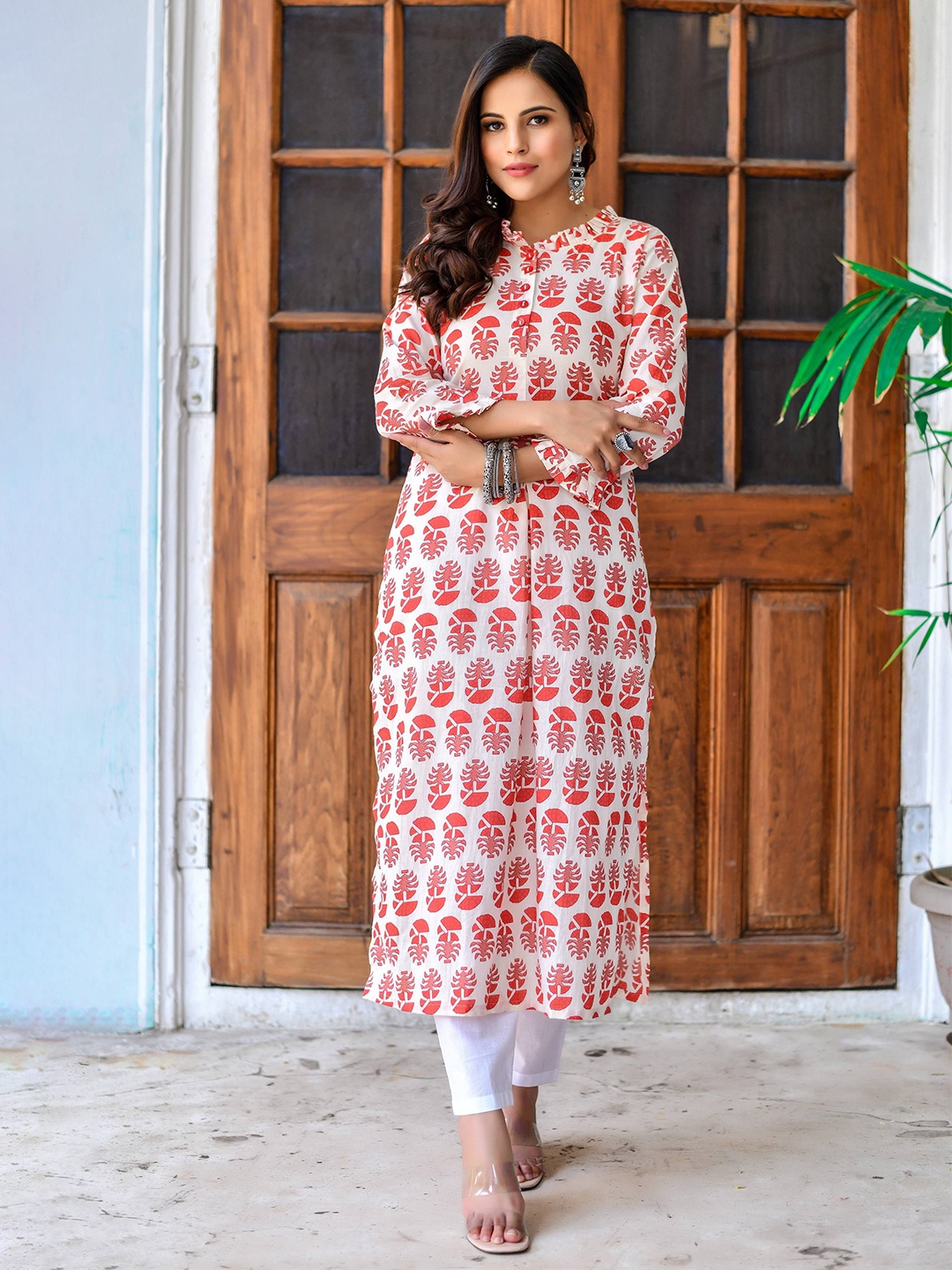 

Anastay Clothing Women Ethnic Motifs Printed Pure Cotton Kurta, White