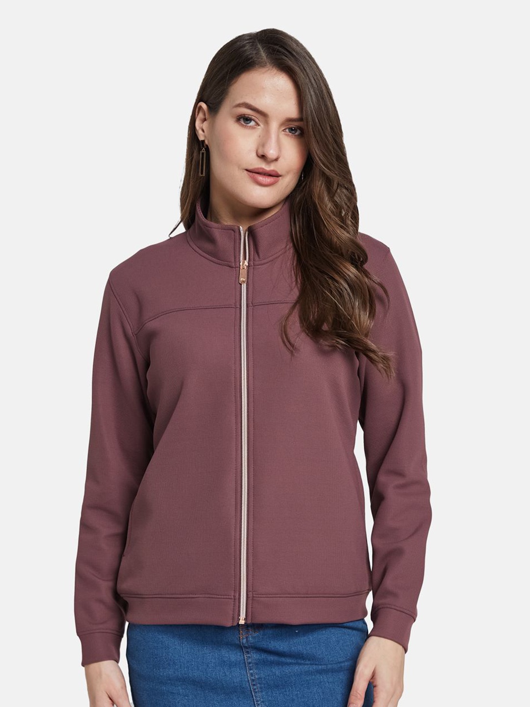 

METTLE Women Front-Open Sweatshirt, Maroon