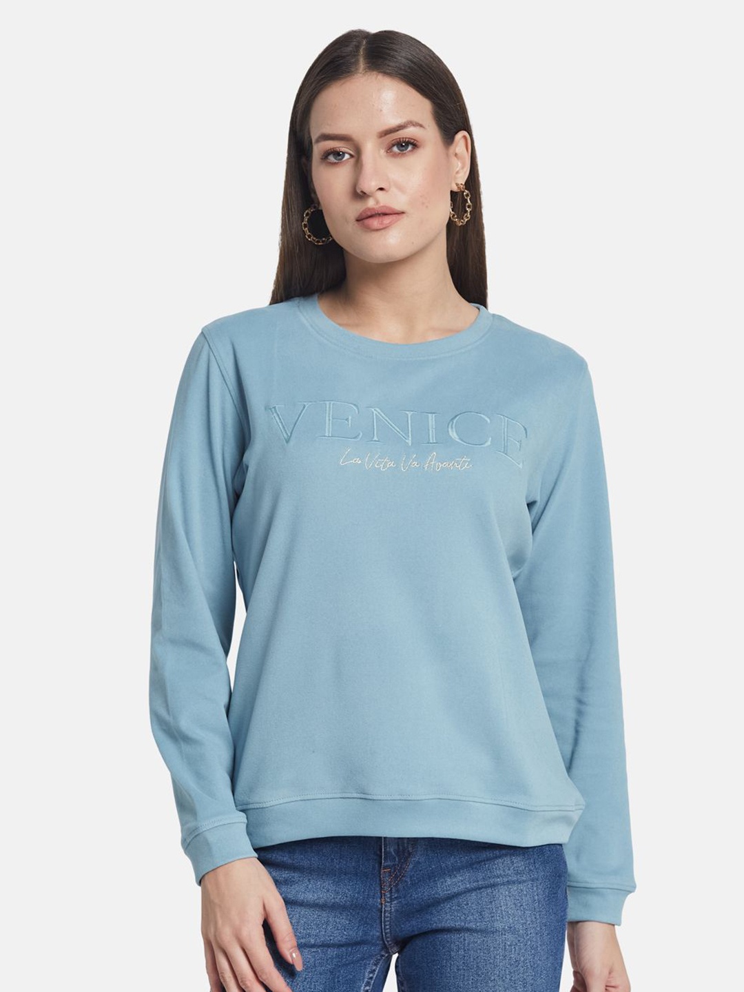 

METTLE Women Round Neck Sweatshirt, Blue