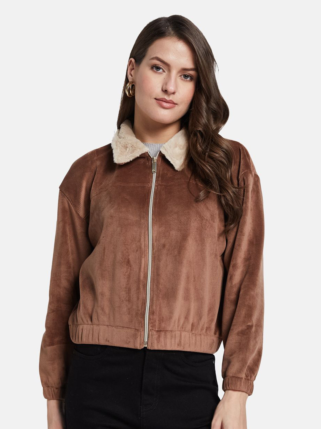 

METTLE Women Front-Open aw24 Sweatshirt, Brown