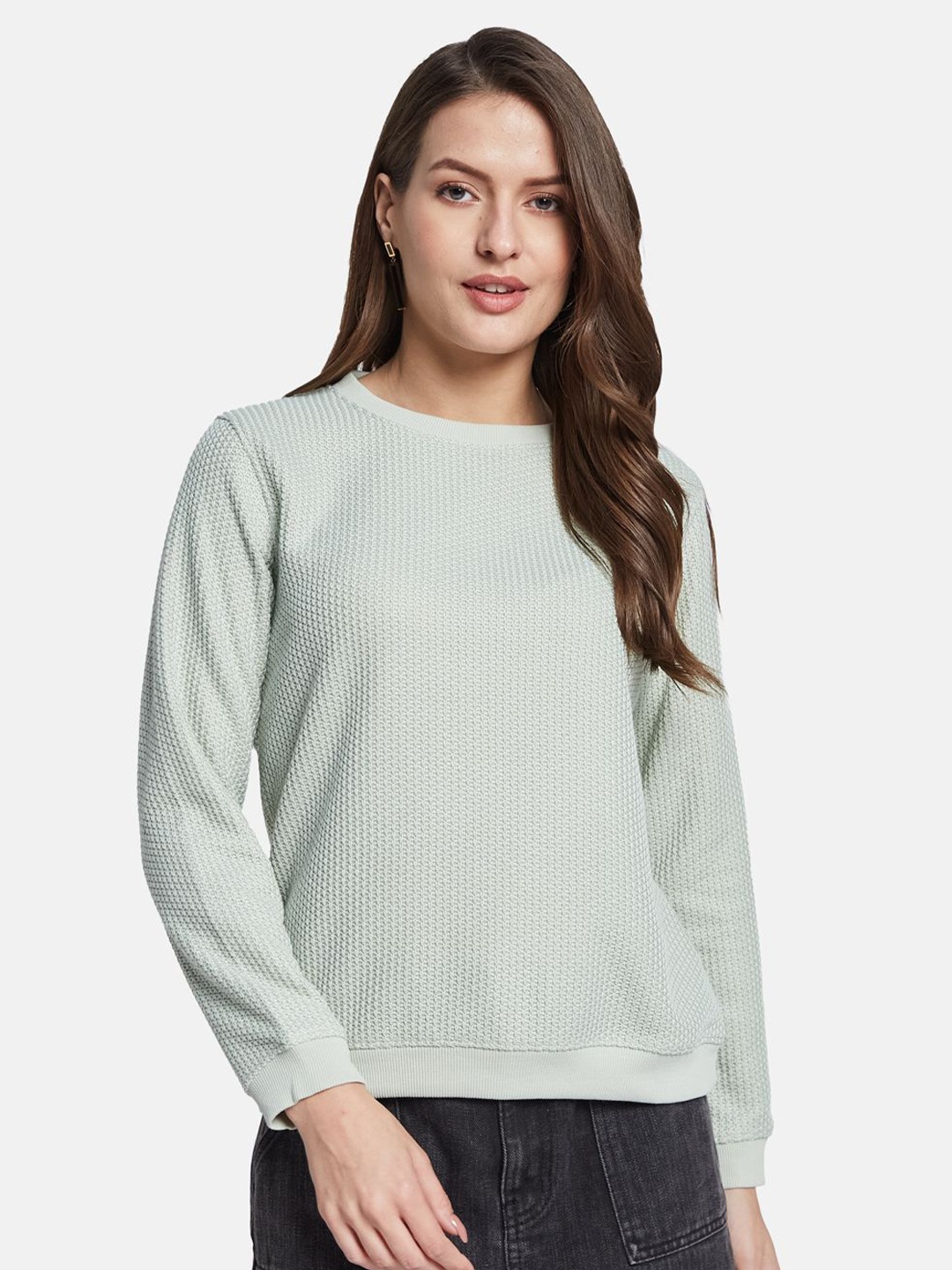 

METTLE Women Round Neck Regular Sweatshirt, Olive
