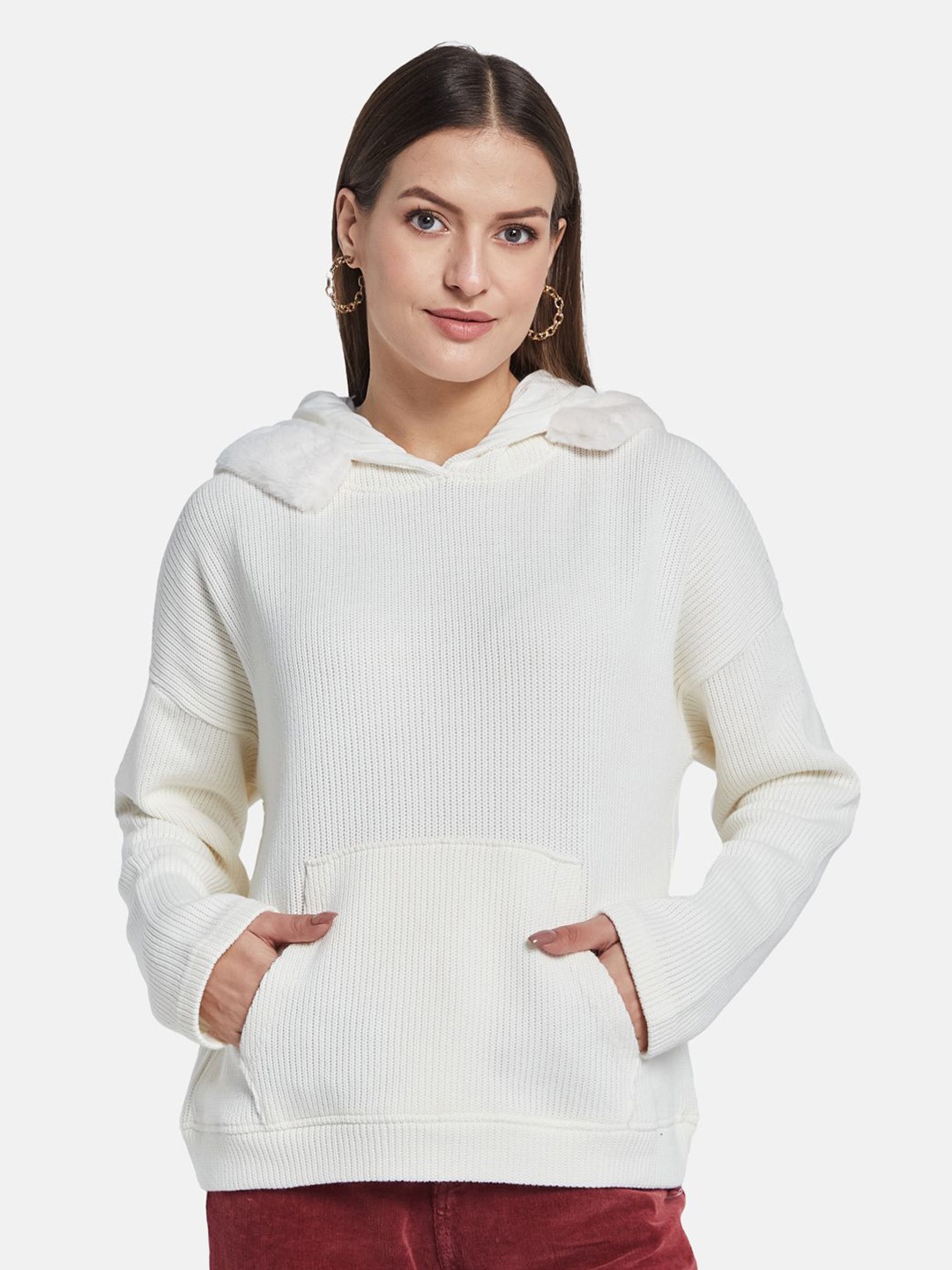 

METTLE Women Hooded Sweatshirt, White