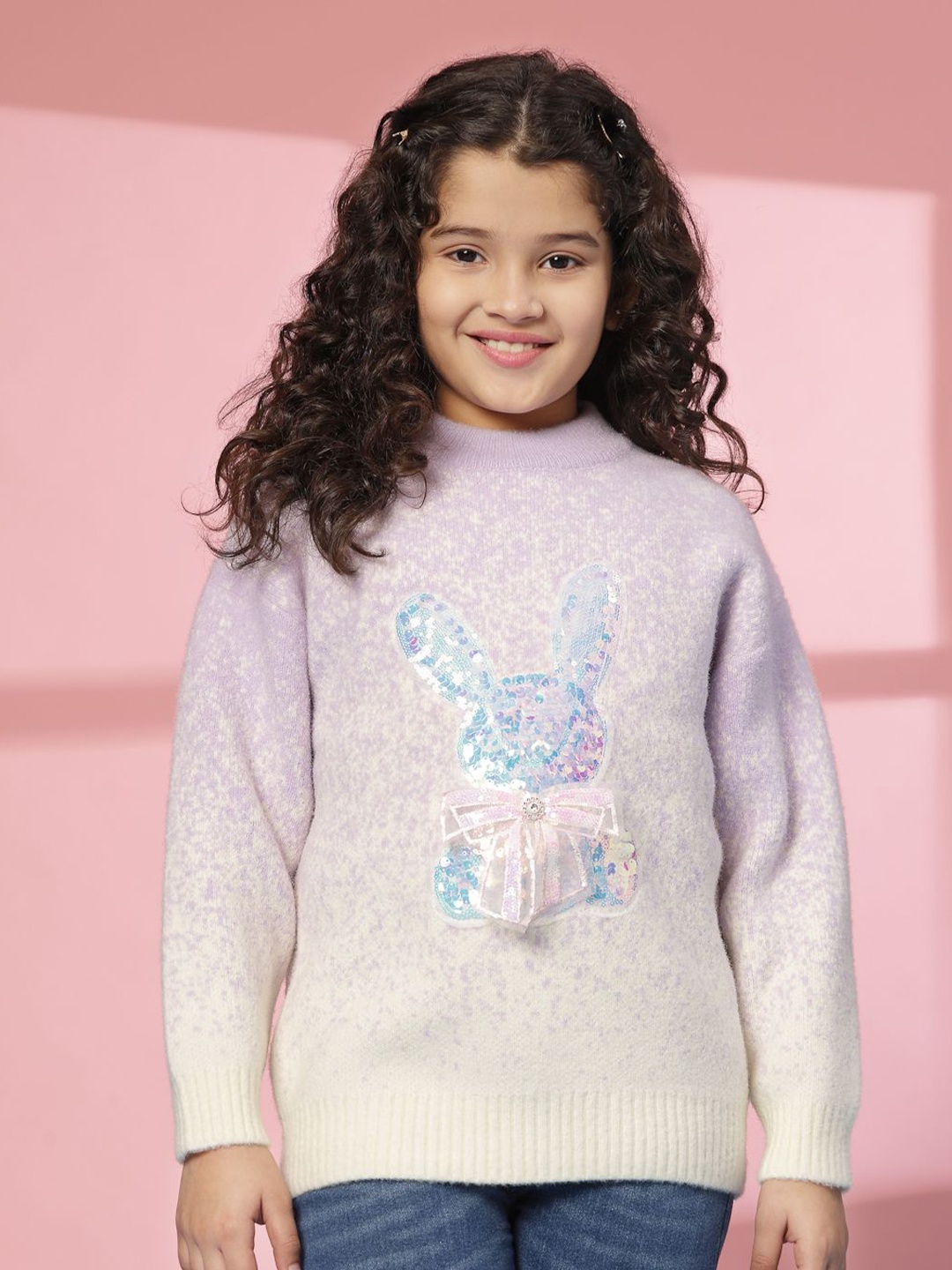 

Albion By CnM Girls Embroidered Woollen Pullover, Purple
