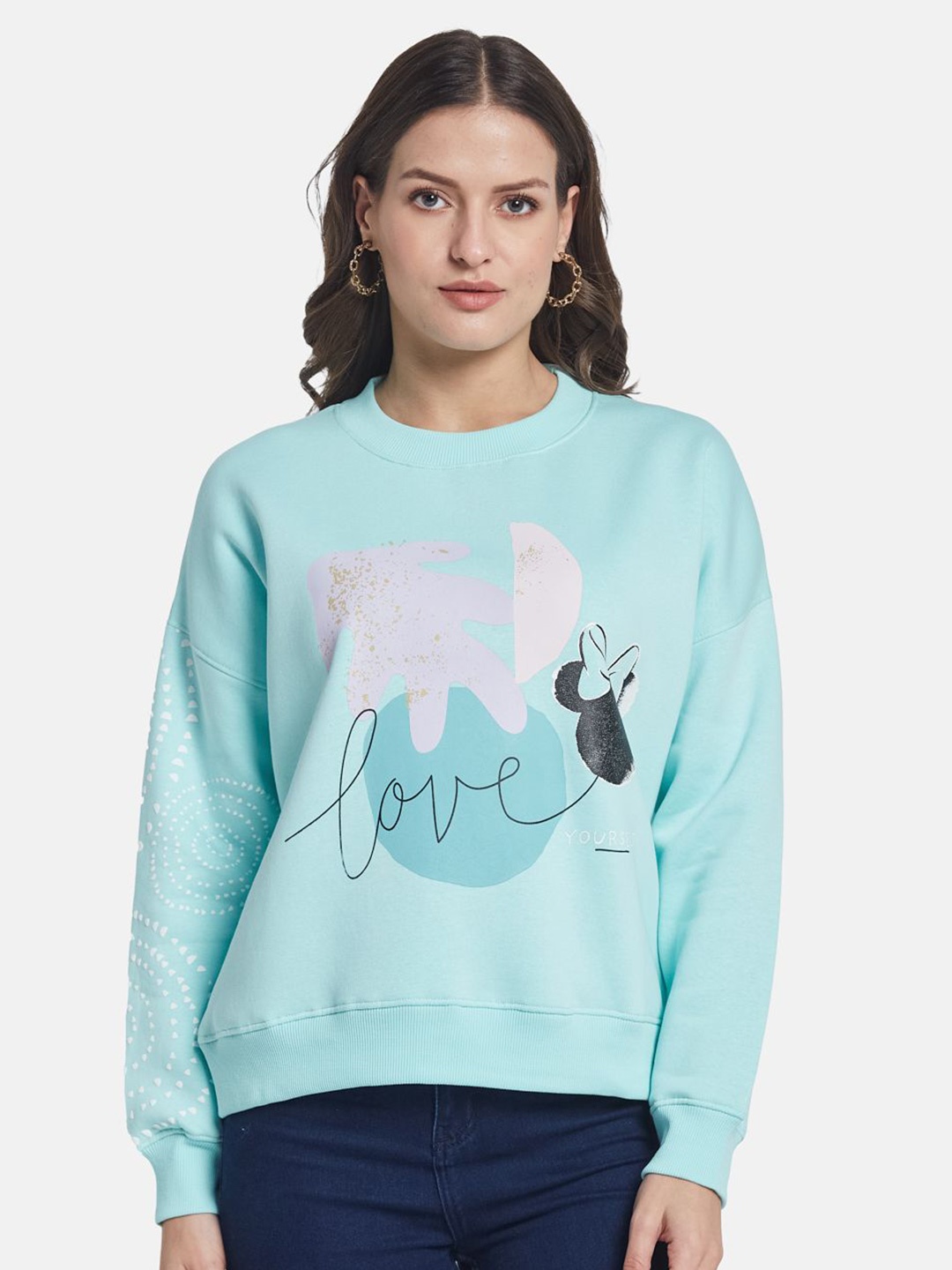 

METTLE Women Printed Sweatshirt, Sea green