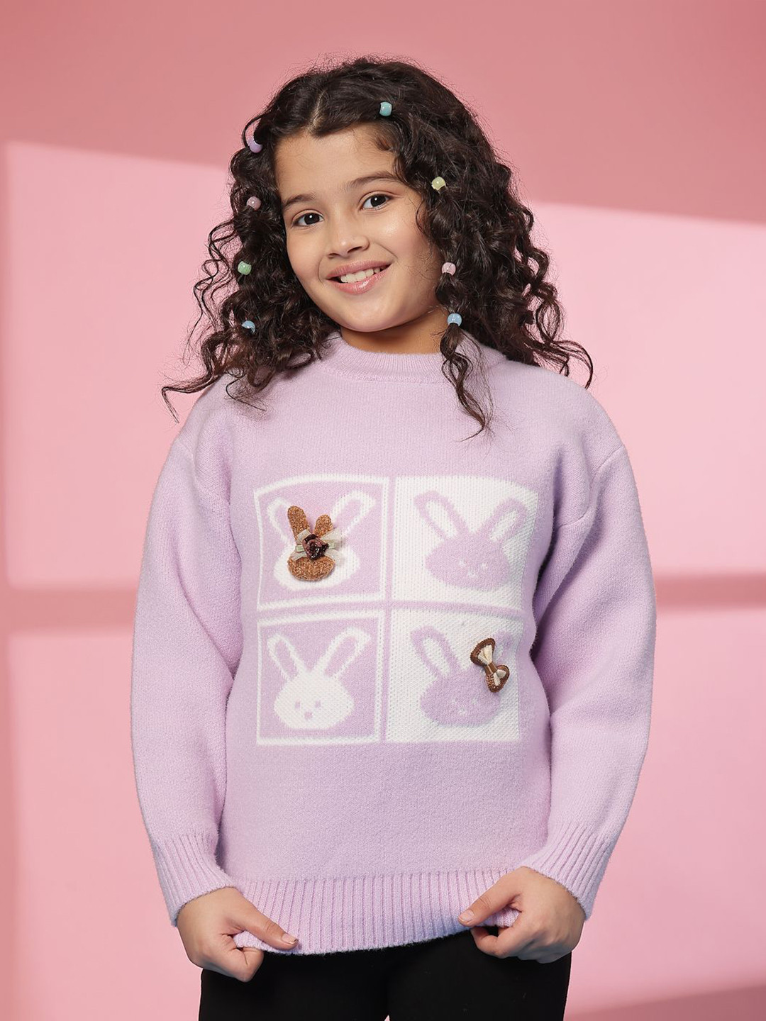 

Albion By CnM Girls Applique Woollen Pullover, Purple