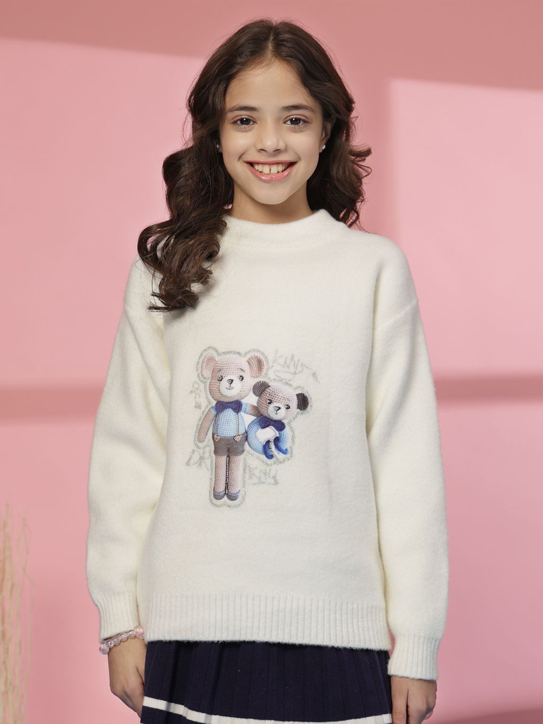 

Albion By CnM Girls Embroidered Pullover Sweaters, Off white
