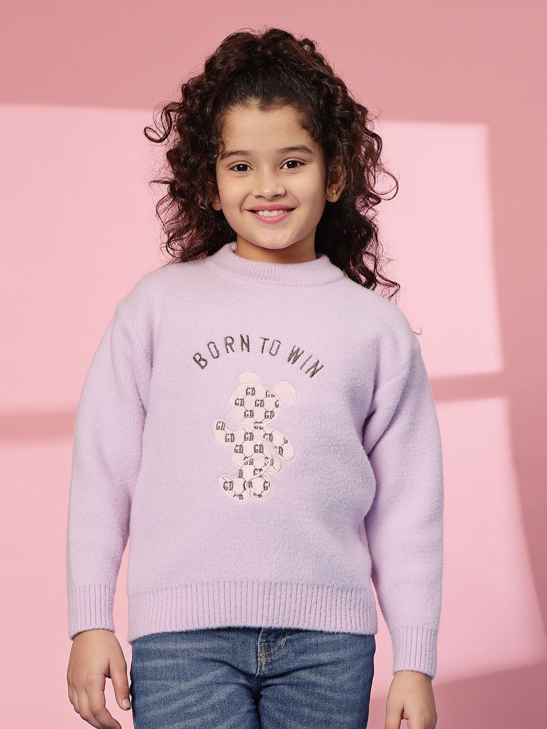 

Albion By CnM Girls Typography Printed Pullover Sweaters, Purple